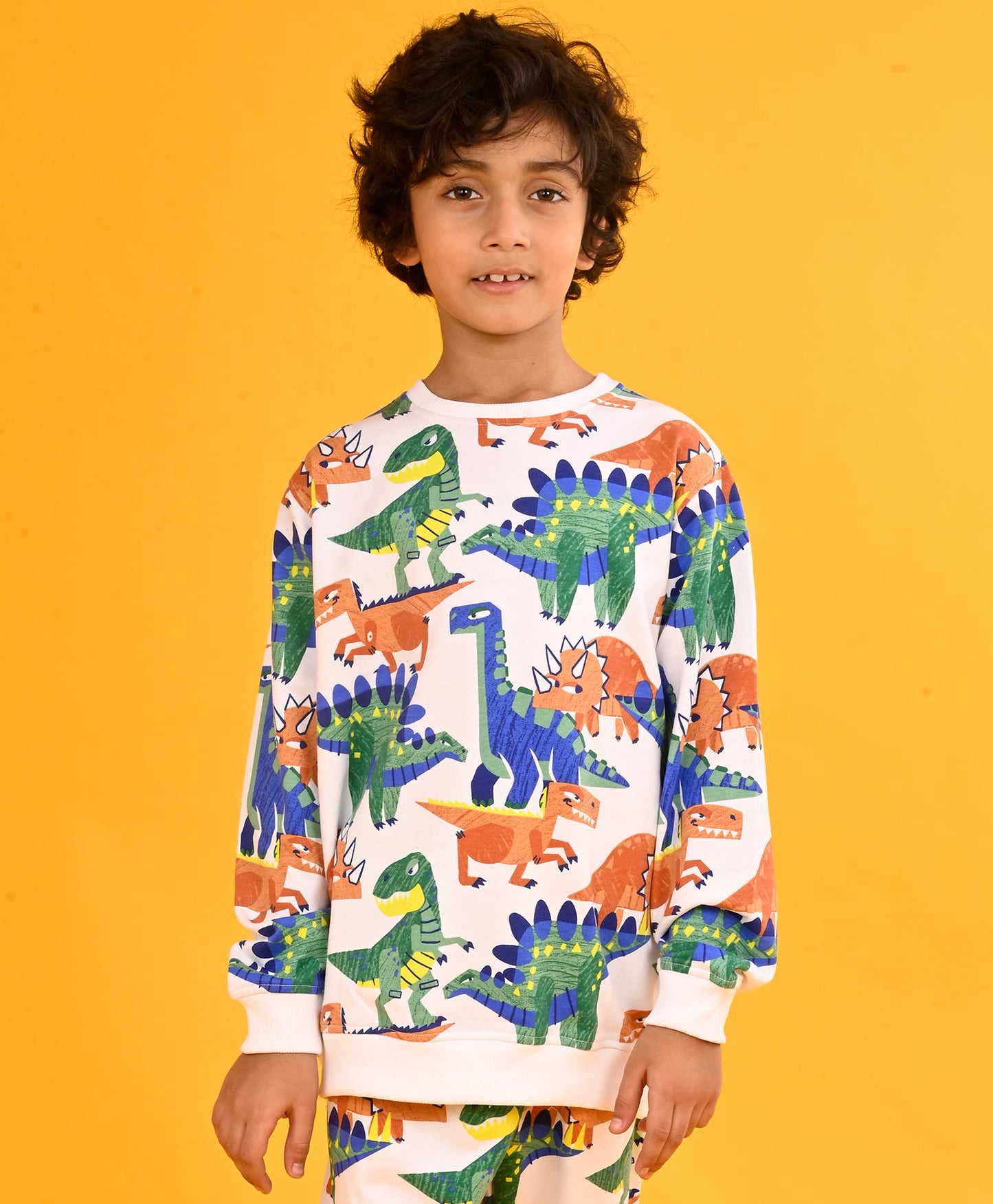 TRI DINOSAUR FLEECE BOYS SWEATSHIRT - WHITE