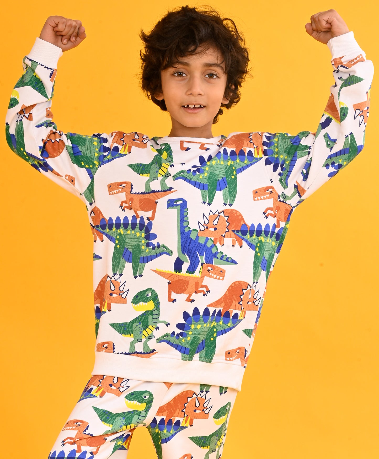 TRI DINOSAUR FLEECE BOYS SWEATSHIRT - WHITE