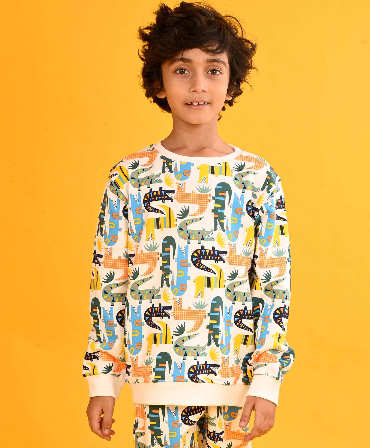 CROCODILE FLEECE BOYS SWEATSHIRT - WHITE