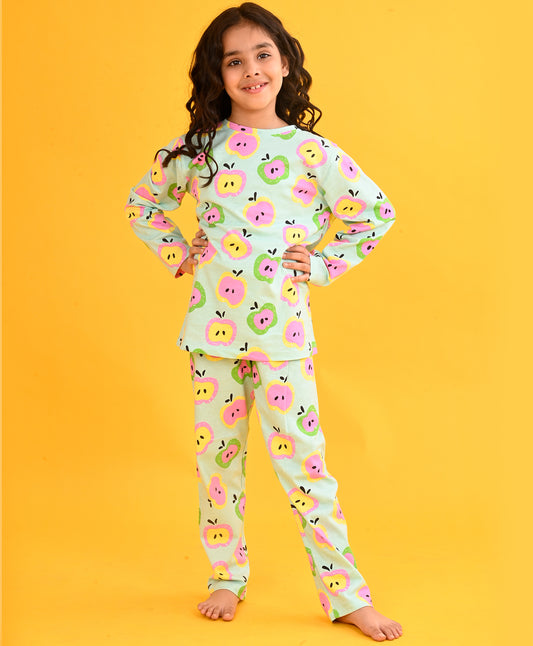 AQUA APPLE LONG SLEEVES PYJAMA SET - AQUA