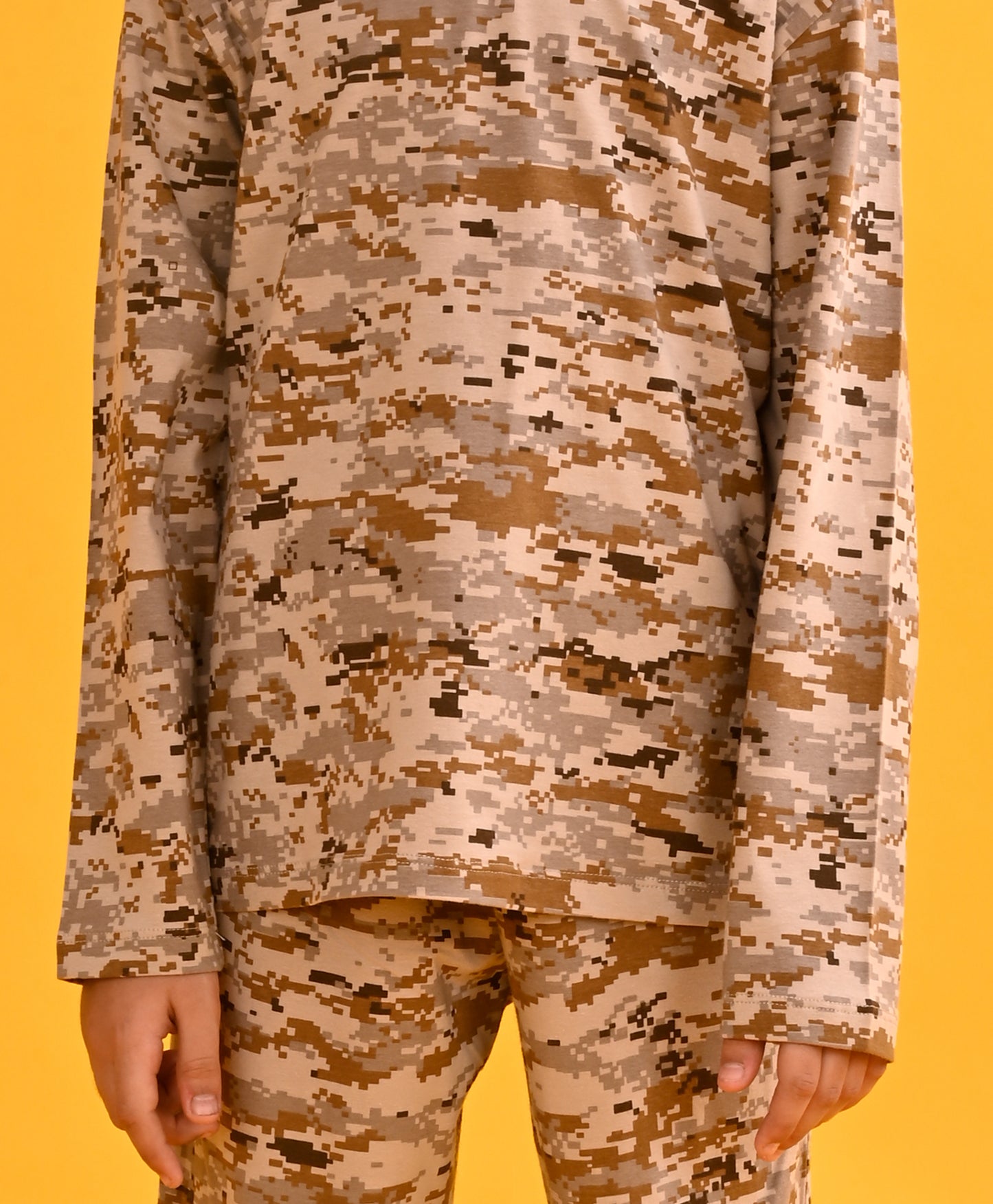 CAMOUFLAGE LONG SLEEVES PYJAMA SET - BROWN