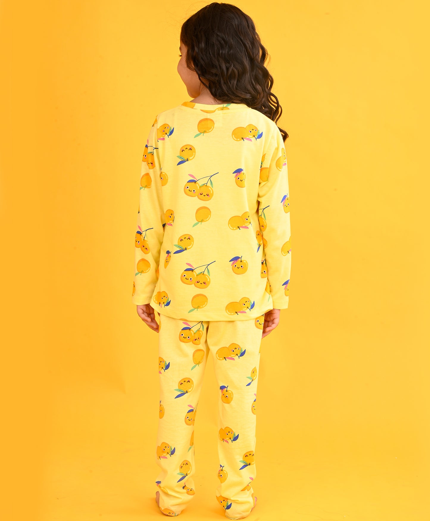 CHERRY FUN YELLOW LONG SLEEVES PYJAMA SET - YELLOW