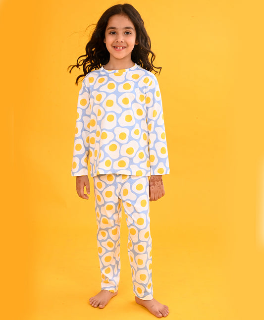 EGGS LONG SLEEVES PYJAMA SET - WHITE