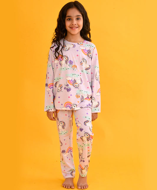 PURPLE UNICORN LONG SLEEVES PYJAMA SET - PURPLE