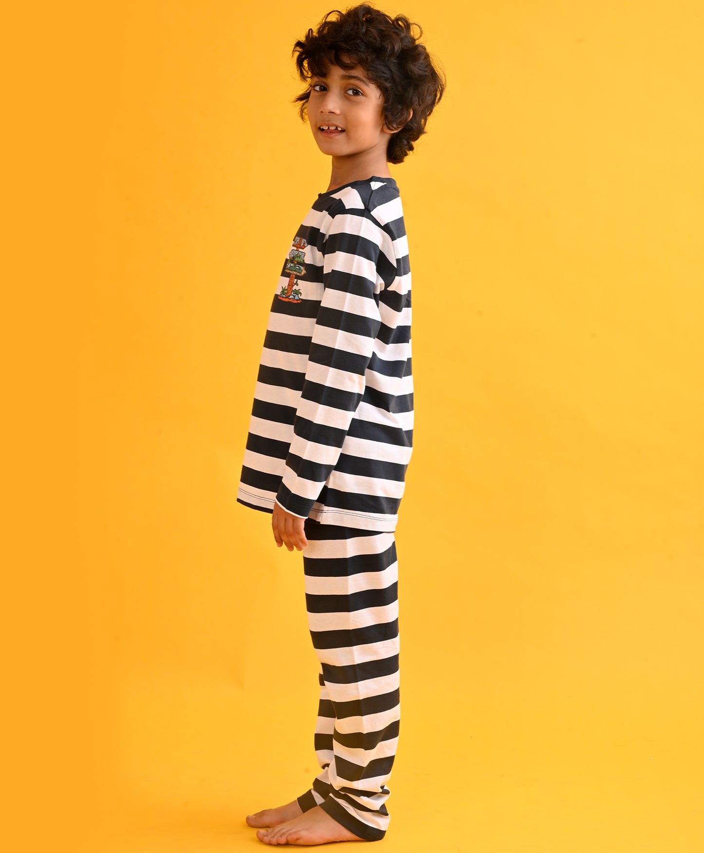 THIS WAY NAVY STRIPE LONG SLEEVE PYJAMA SET - NAVY/WHITE