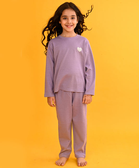 PURPLE ZIG ZAG LONG SLEEVE PYJAMA SET-PURPLE