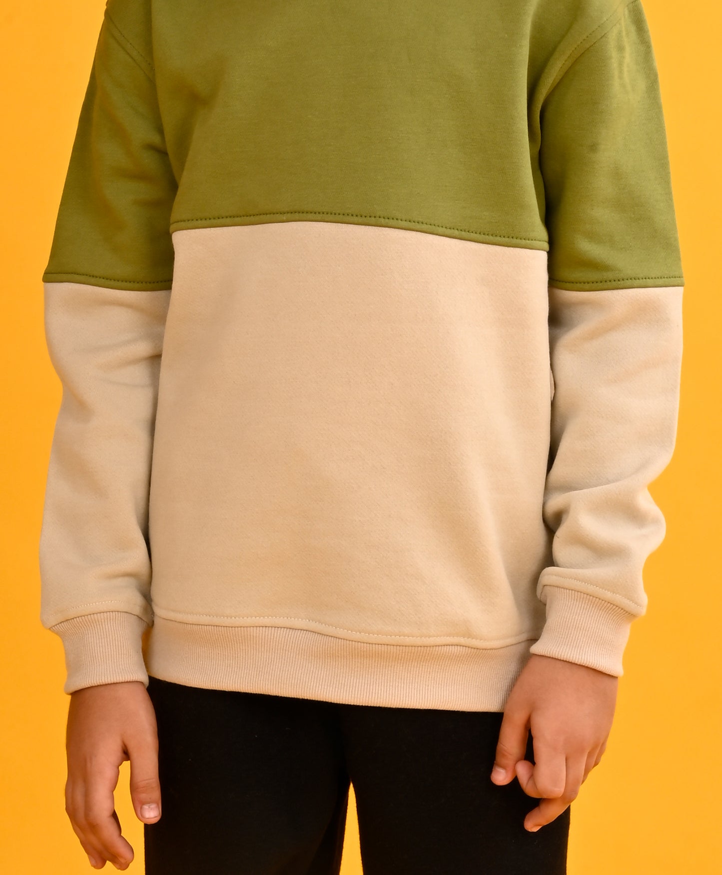 BEIGE LIGHT OLIVE CUT N SEW HOODIE -BEIGE