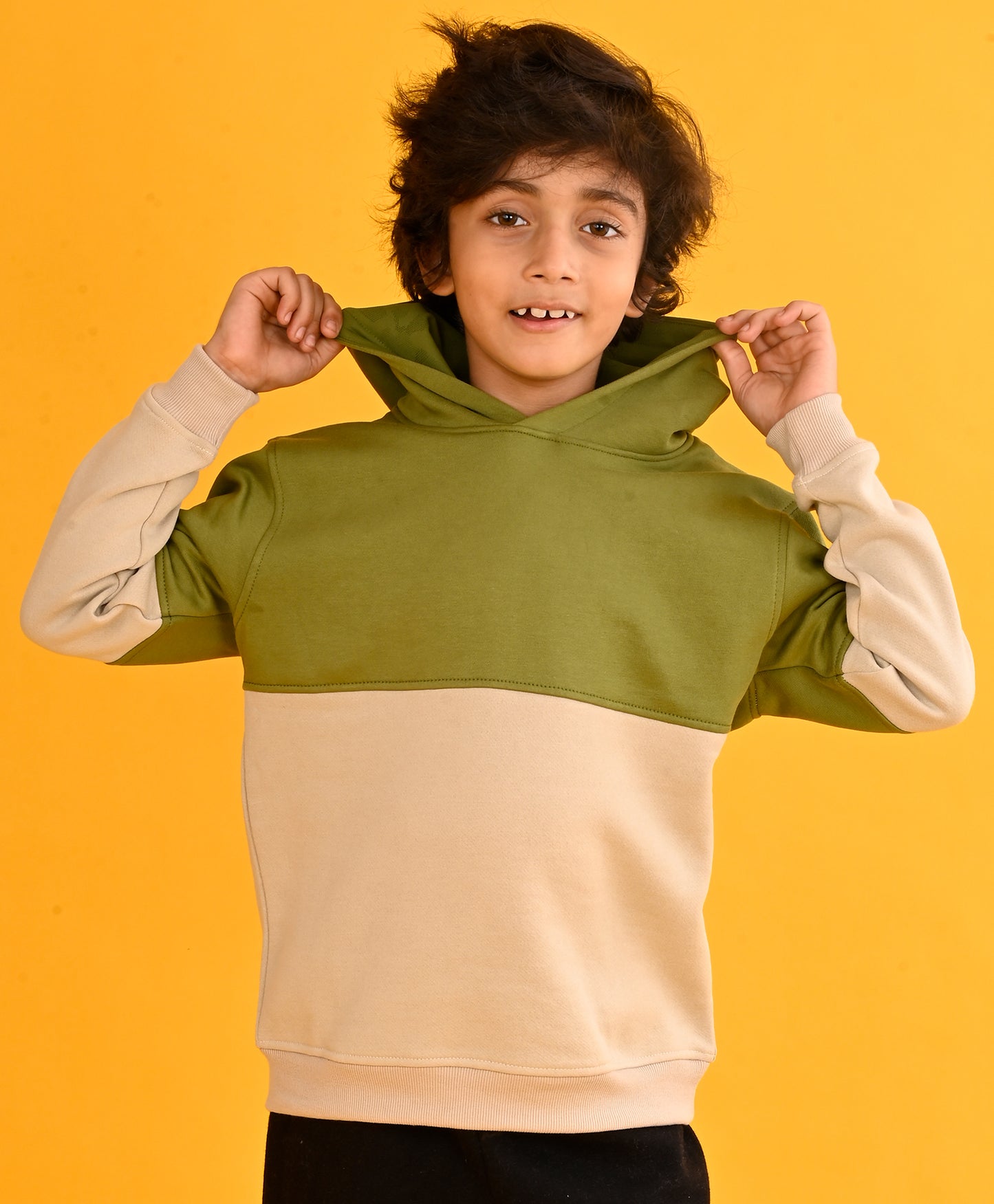 BEIGE LIGHT OLIVE CUT N SEW HOODIE -BEIGE