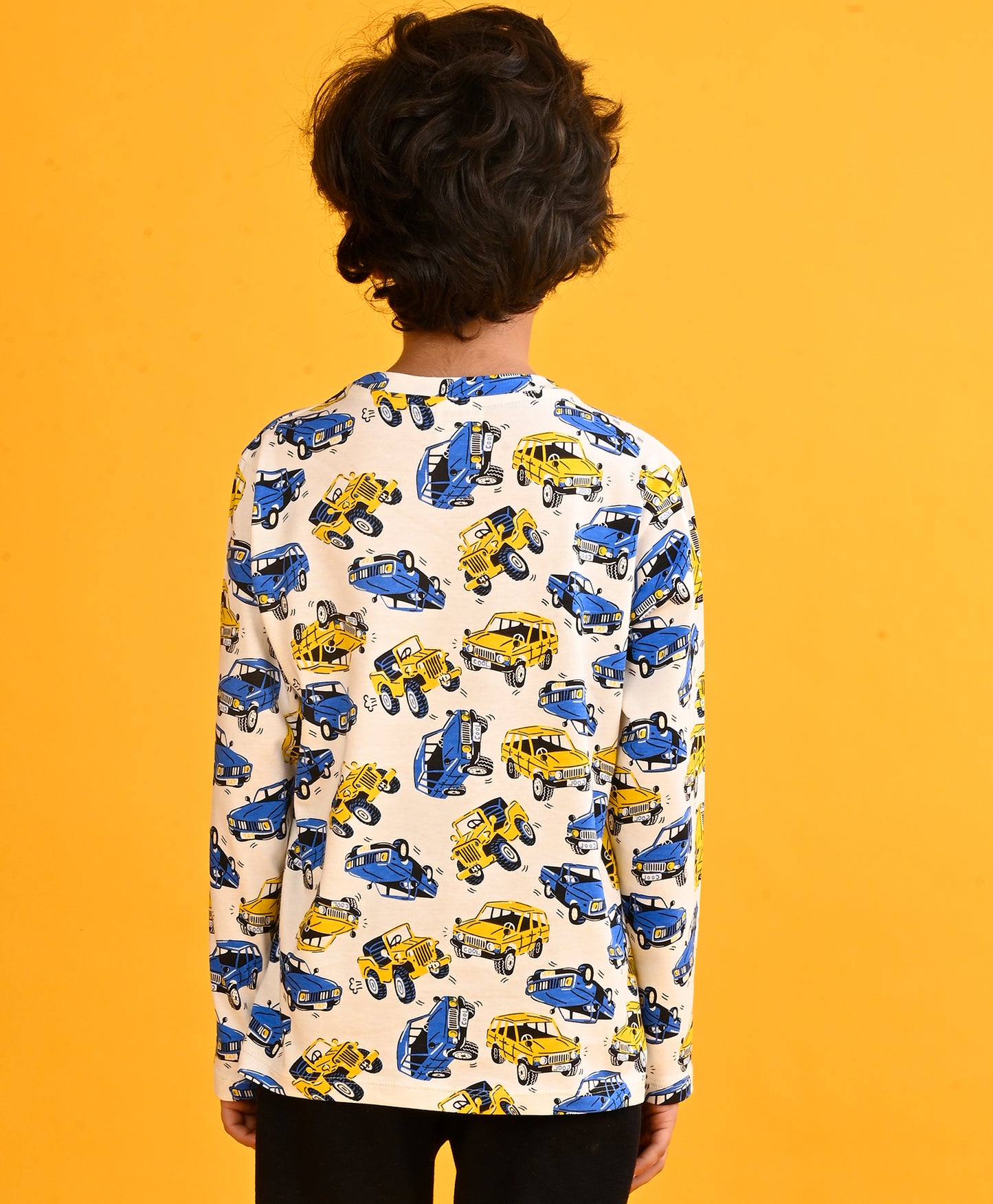 CARS PRINT LONG SLEEVE BOYS T-SHIRT-WHITE