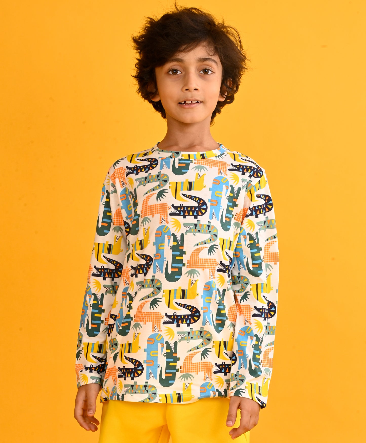 CROCODILE LONG SLEEVE BOYS T-SHIRT-WHITE