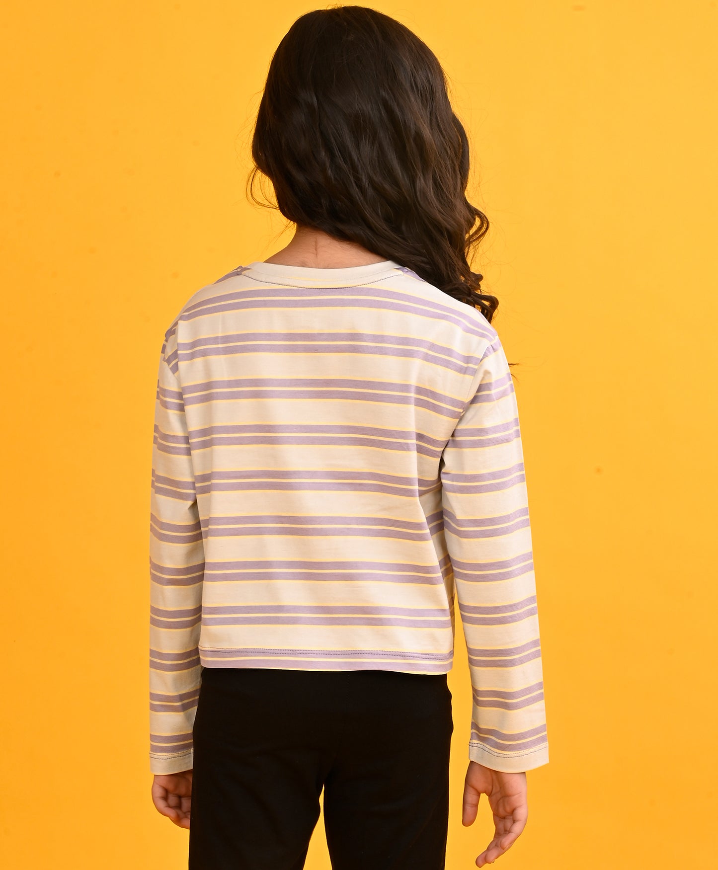 PURPLE YELLOW HEART  STRIPE T-SHIRT-PURPLE