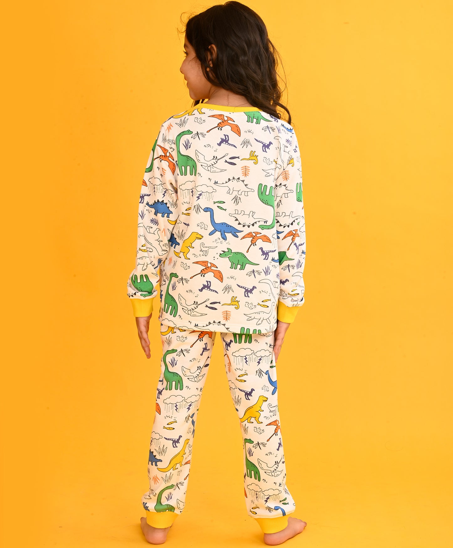 RAINING DINOSAUR THERMAL PYJAMA SET - OFF WHITE