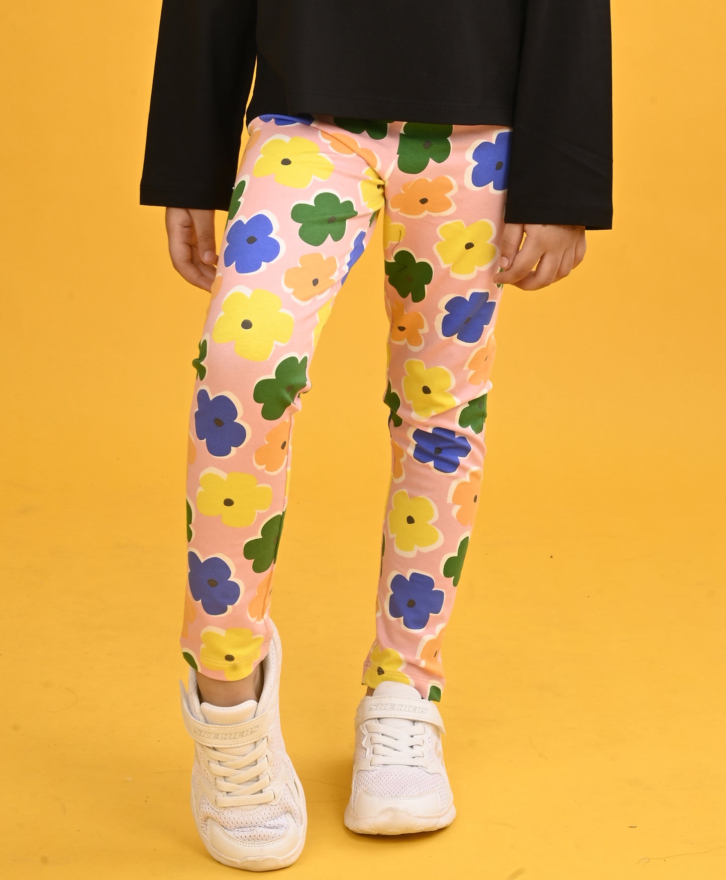 FLOWERS PINK GIRLS LEGGING - PINK