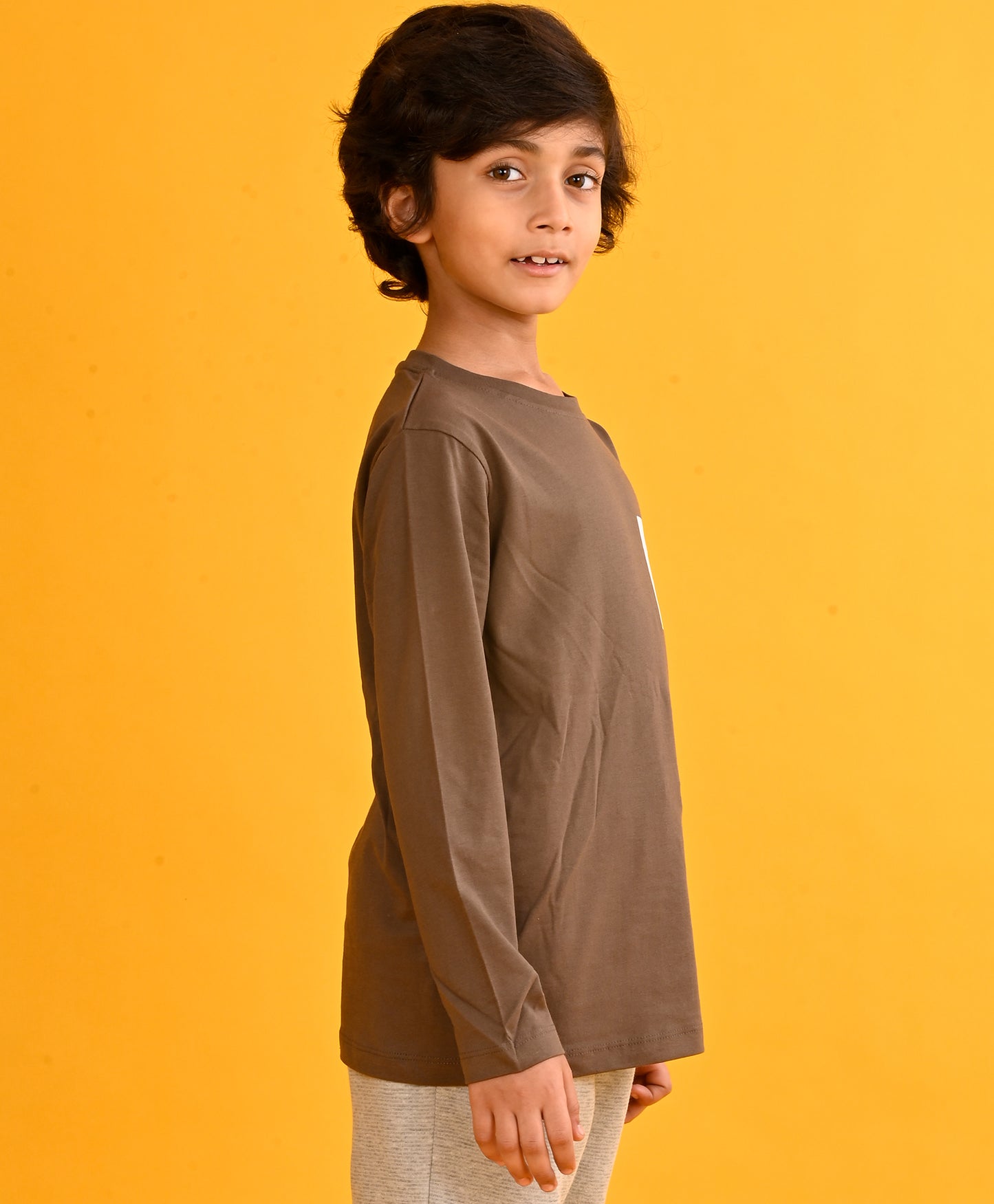 ENCOURAGEMENTS BOYS LONG SLEEVES T-SHIRT - BROWN