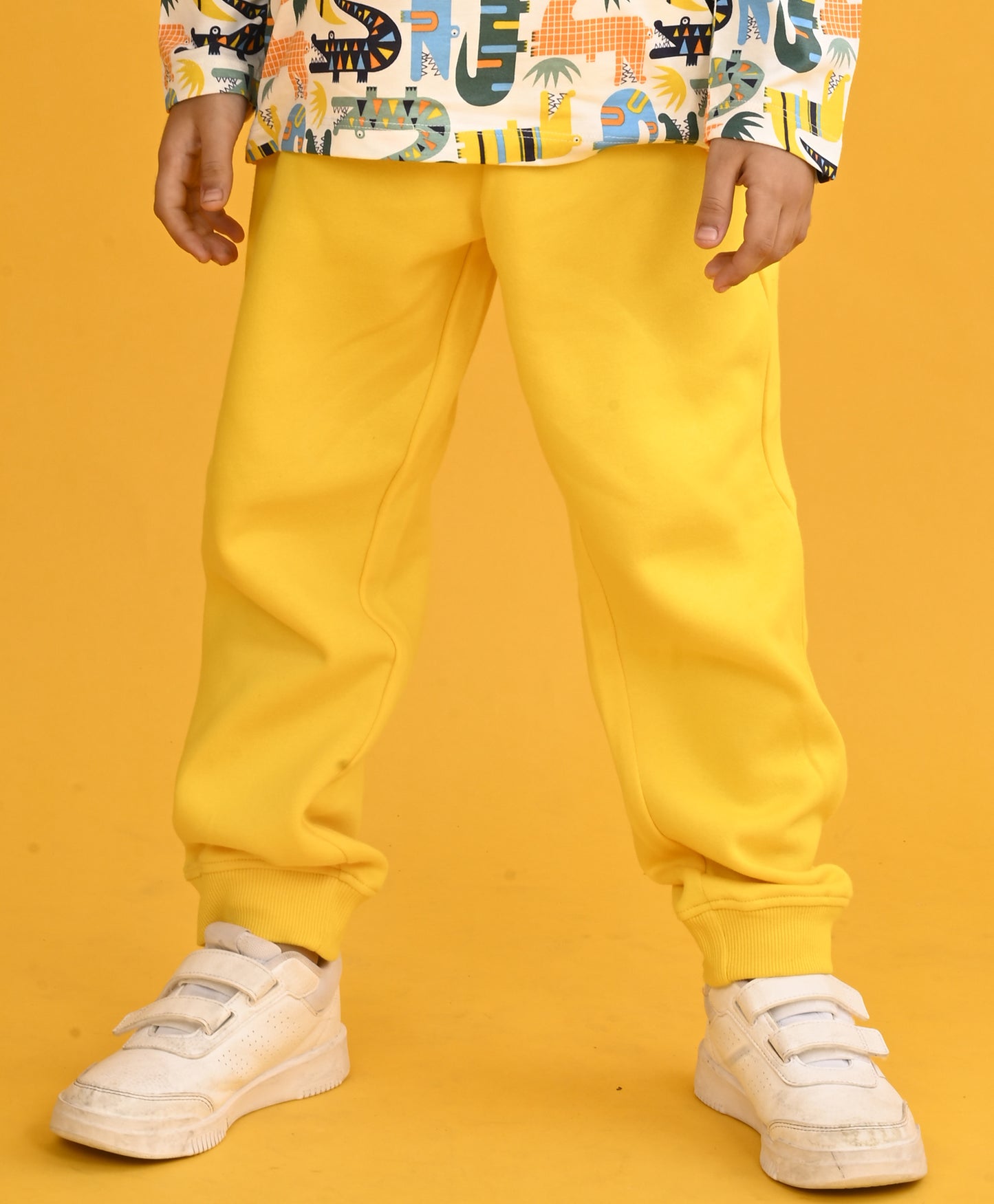 YELLOW FLEECE PLAIN BOYS JOGGER - YELLOW