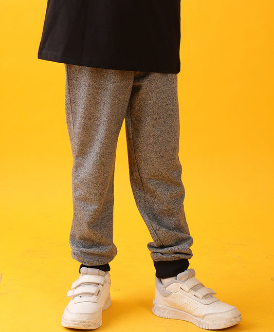 SUMMER BLACK MELANGE TERRY BOYS JOGGER - BLACK