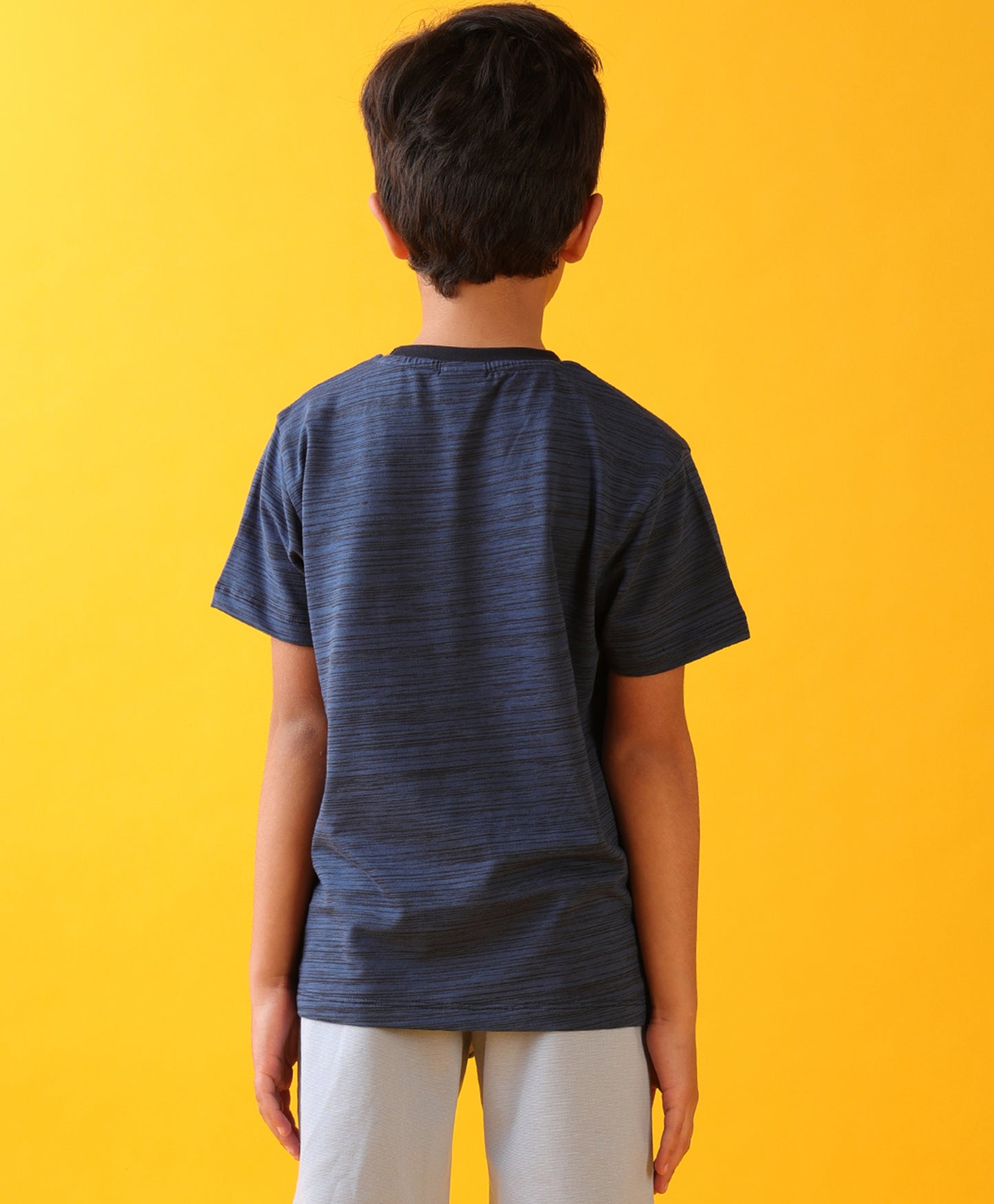 NAVY TEXTURE SUMMER BOYS SHORT SLEEVE T-SHIRT - NAVY