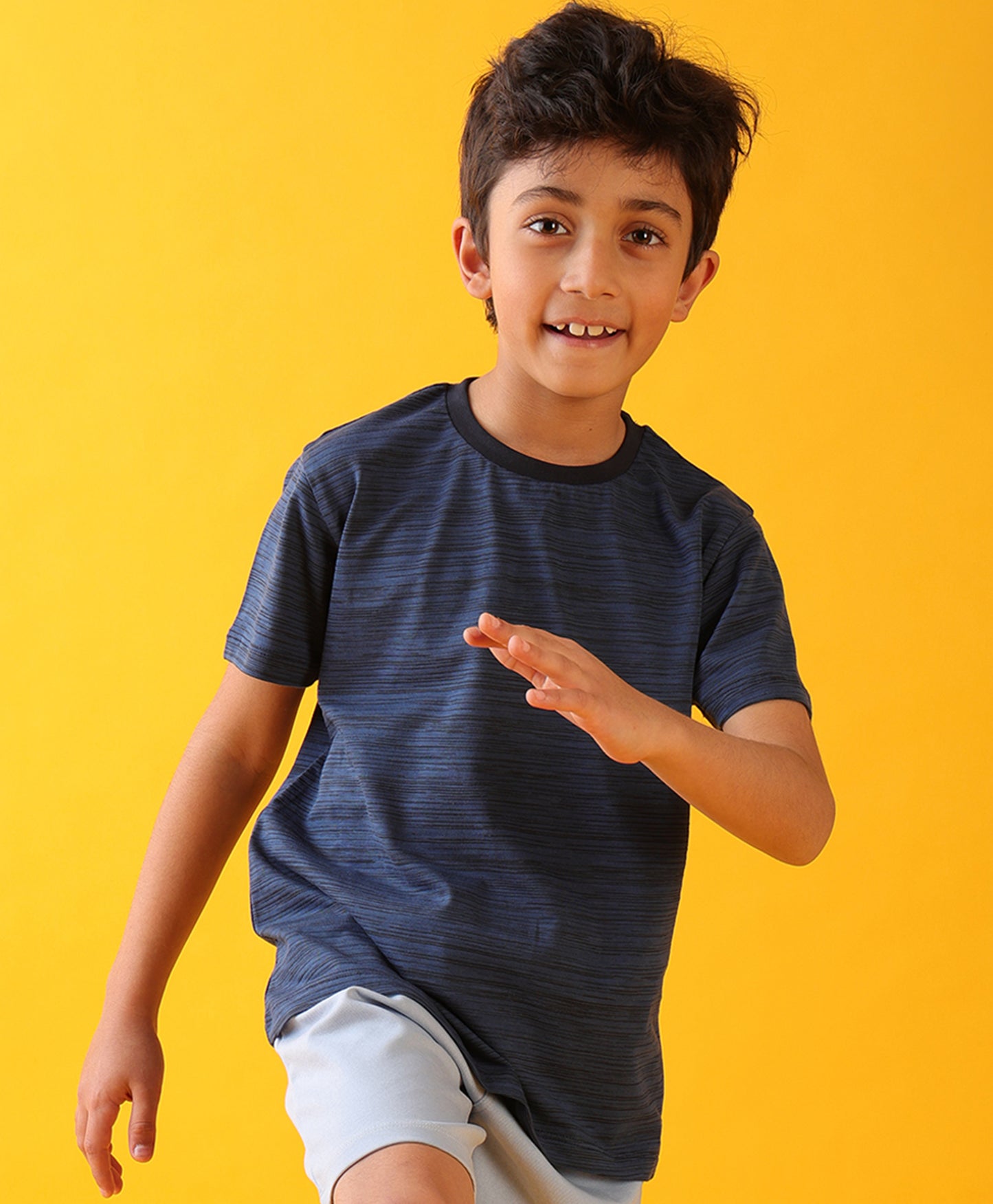 NAVY TEXTURE SUMMER BOYS SHORT SLEEVE T-SHIRT - NAVY