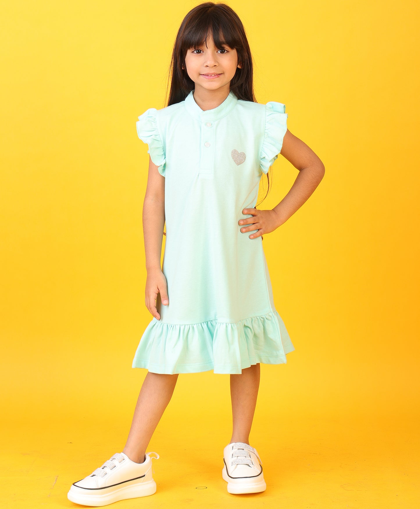 AQUA SILVER HEART SUMMER DRESS - AQUA