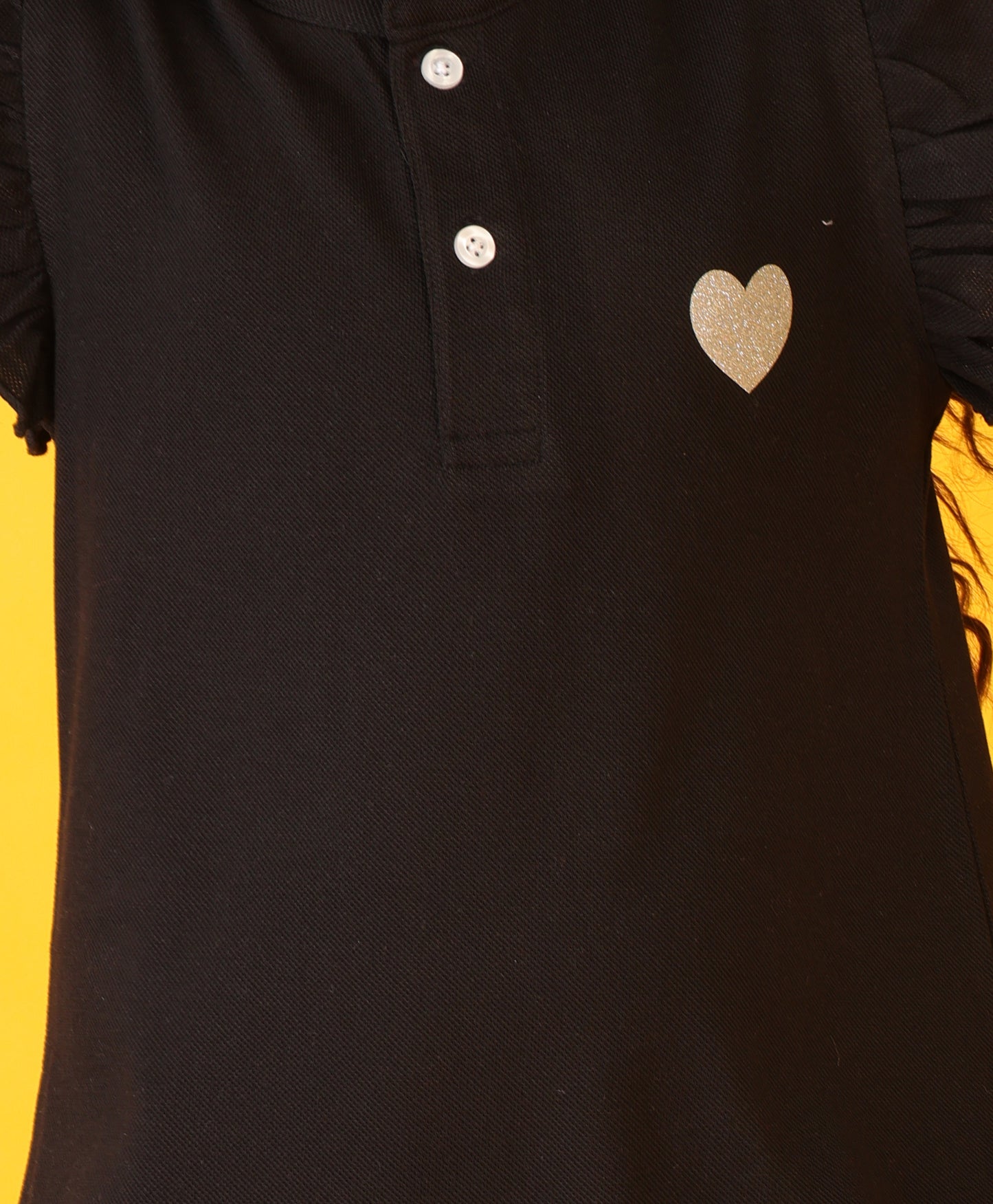 BLACK SILVER HEART SUMMER DRESS - BLACK