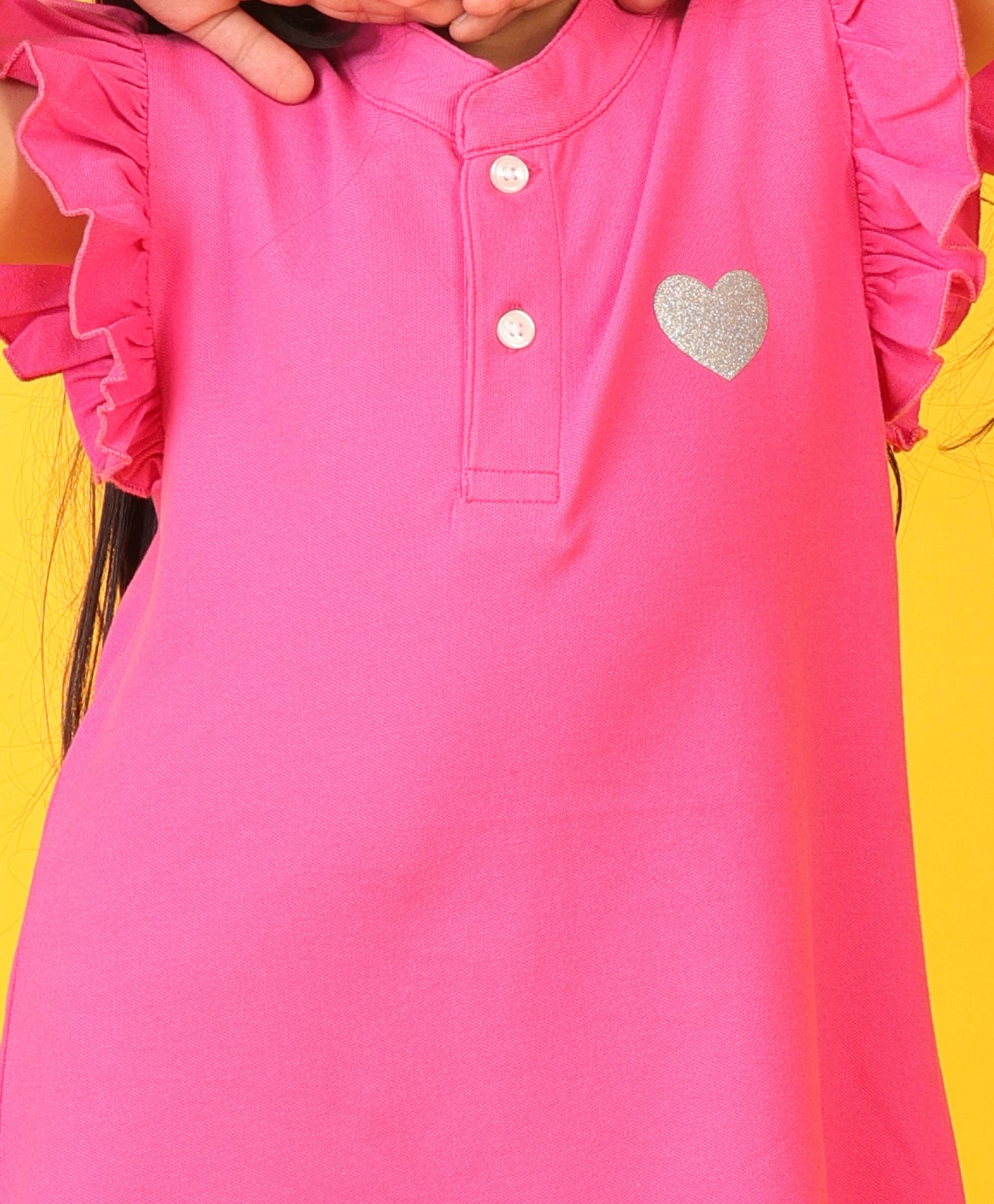 BRIGHT PINK SILVER HEART SUMMER DRESS - PINK