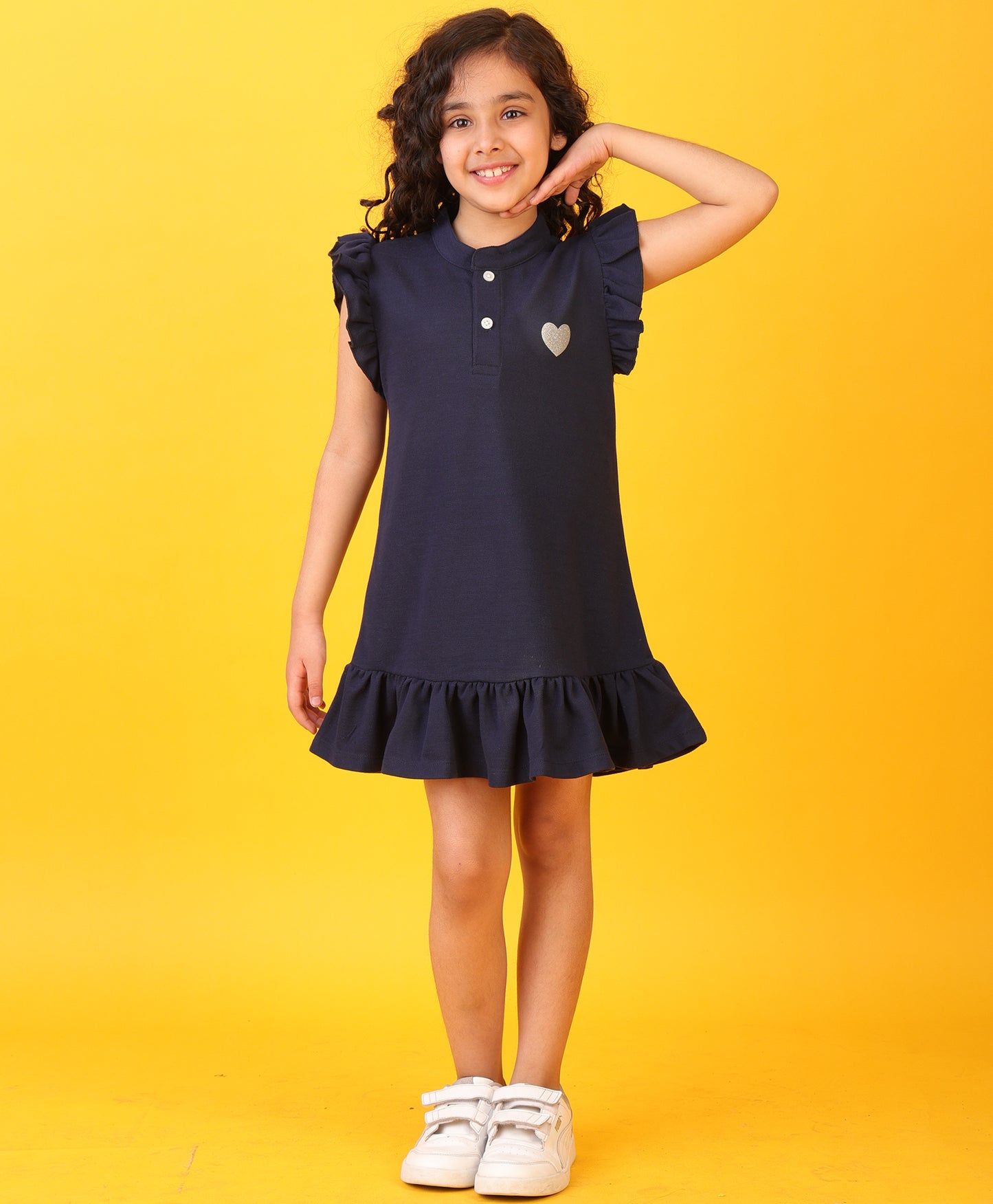 NAVY SILVER HEART SUMMER DRESS - NAVY