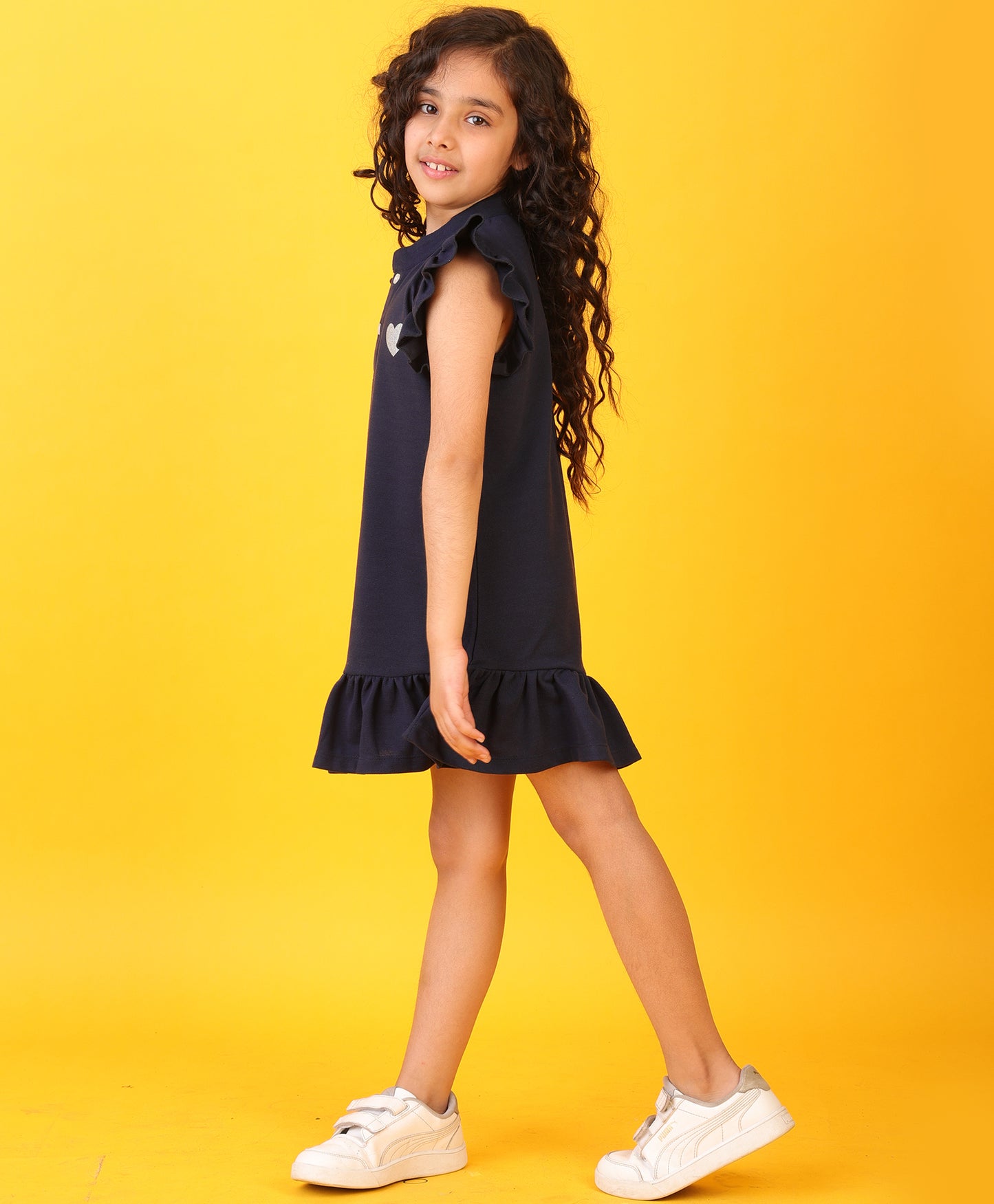 NAVY SILVER HEART SUMMER DRESS - NAVY