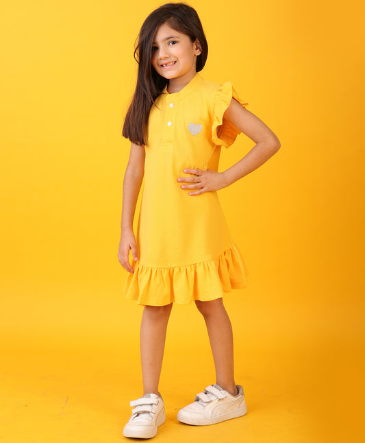 YELLOW SILVER HEART SUMMER DRESS - YELLOW