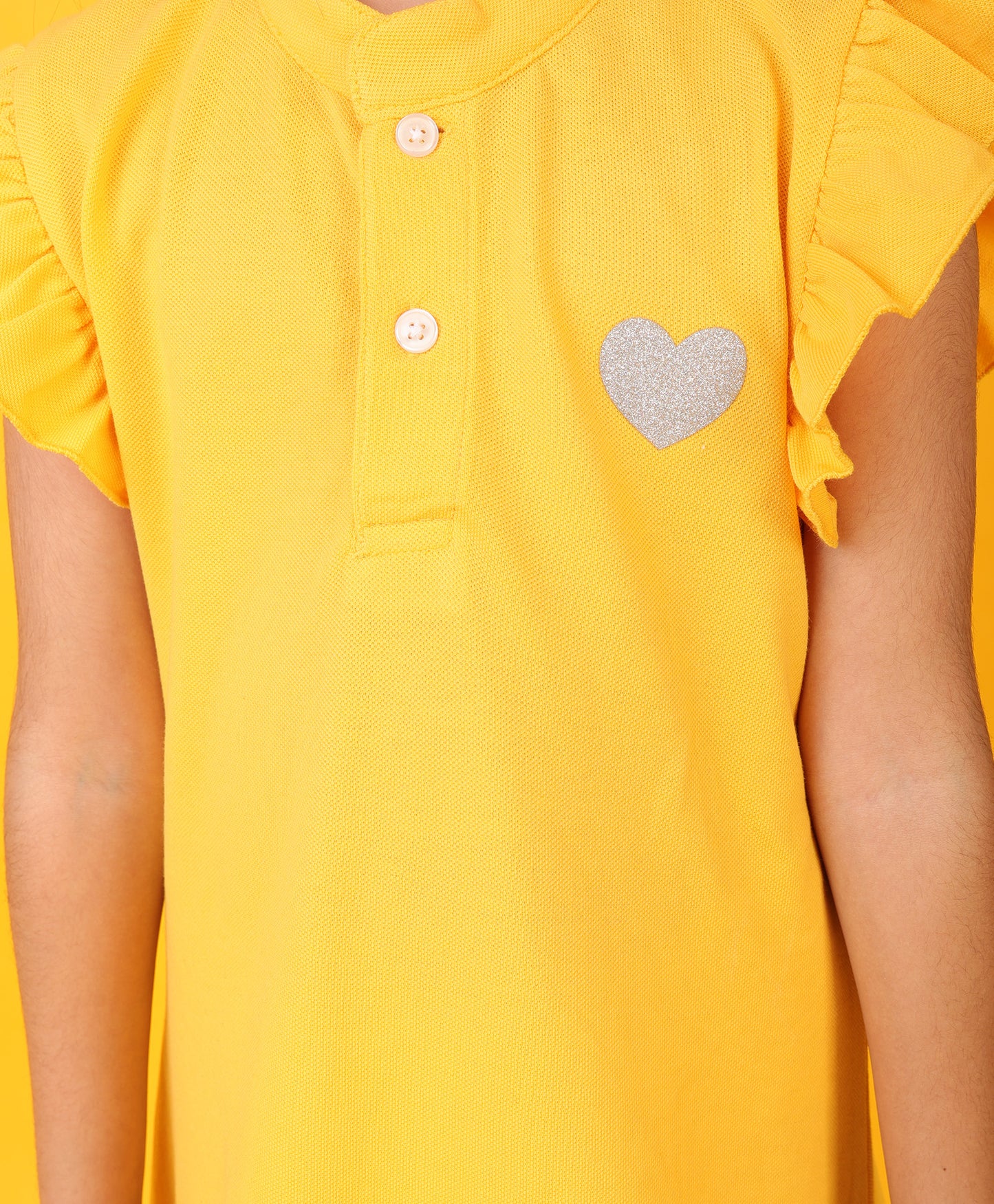 YELLOW SILVER HEART SUMMER DRESS - YELLOW