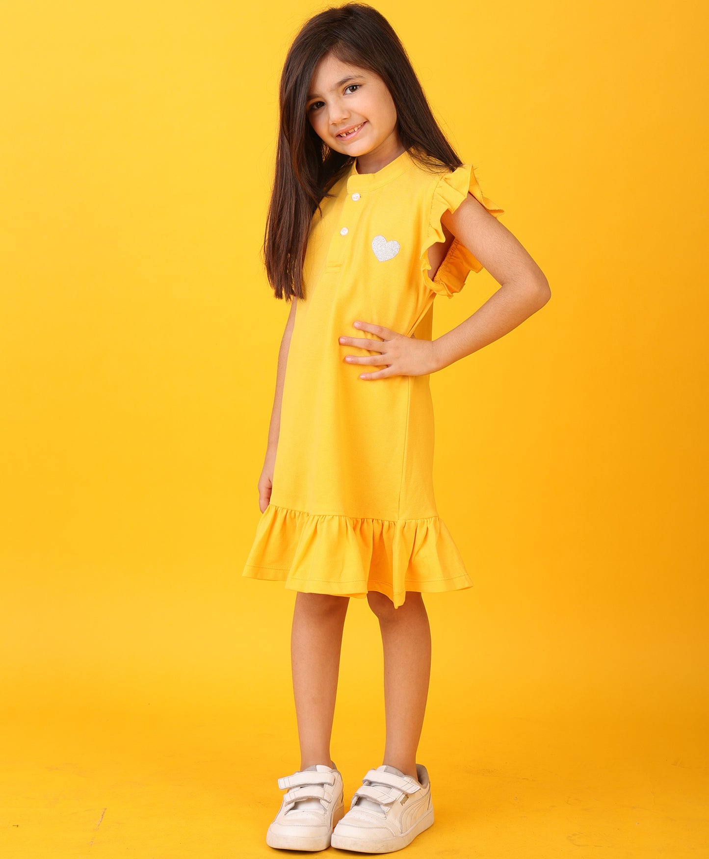 YELLOW SILVER HEART SUMMER DRESS - YELLOW