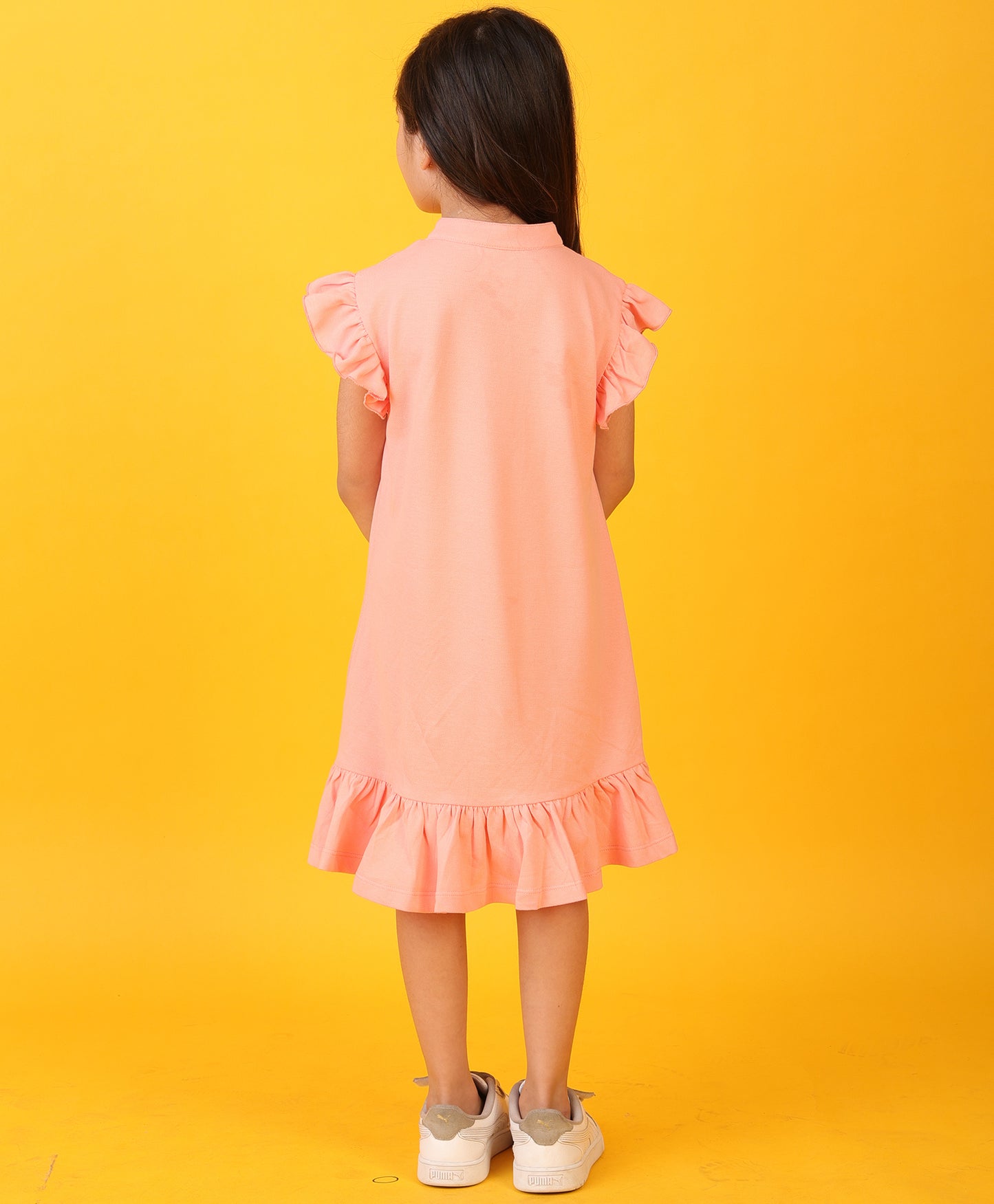 PEACH SILVER HEART SUMMER DRESS - PEACH