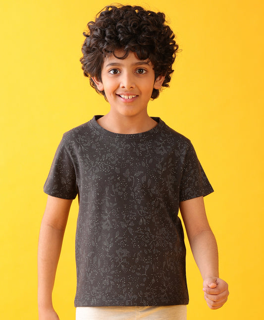 FLORAL SUMMER SHORT SLEEVE BOYS T-SHIRT- ANTHRA