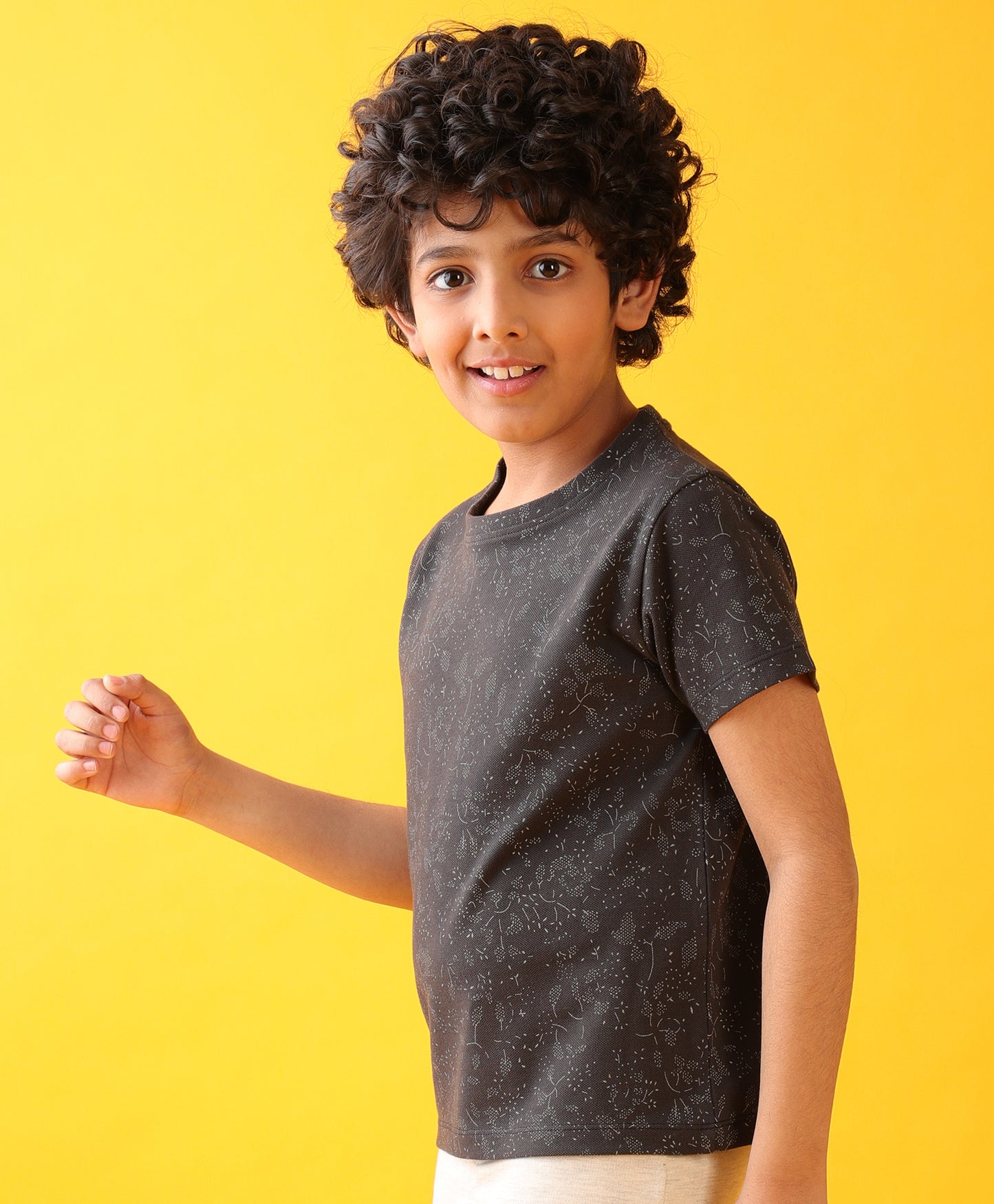 FLORAL SUMMER SHORT SLEEVE BOYS T-SHIRT- ANTHRA