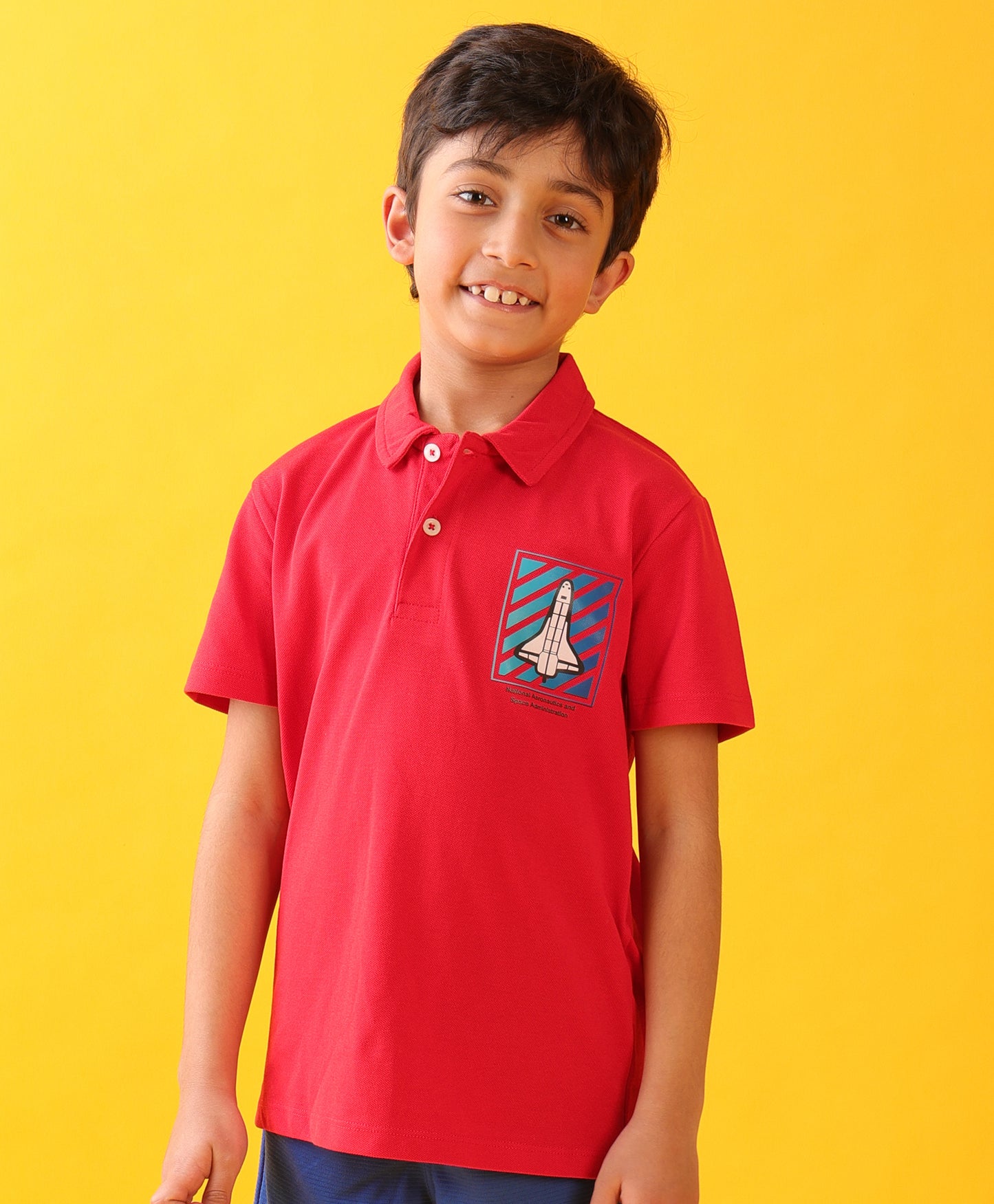 AERONAUTICS RED SUMMER POLO BOYS T-SHIRT - RED