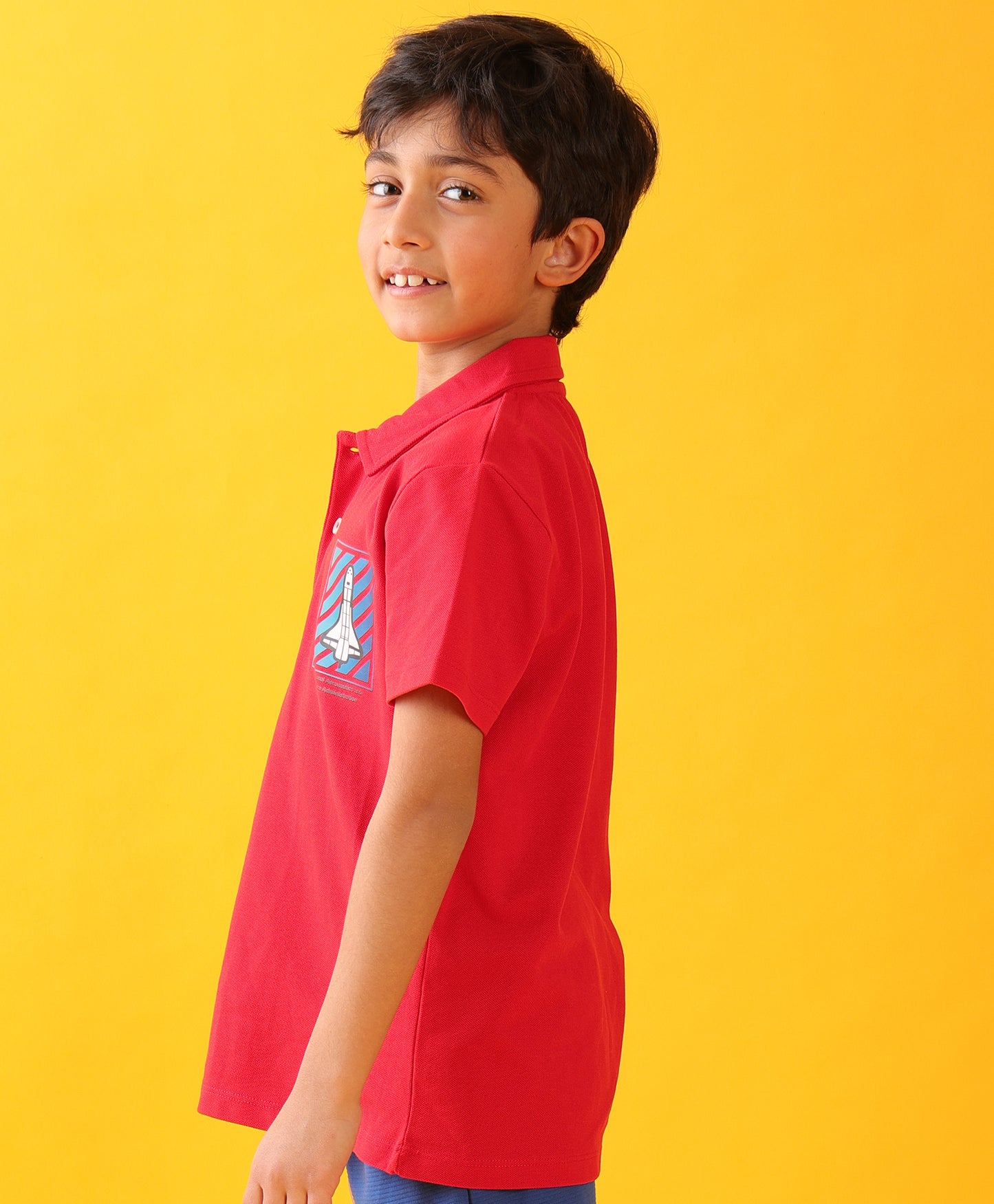 AERONAUTICS RED SUMMER POLO BOYS T-SHIRT - RED