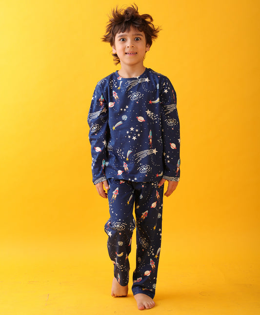 SOLAR SYSTEM DREAMS LONG SLEEVES PYJAMA SET - BLUE