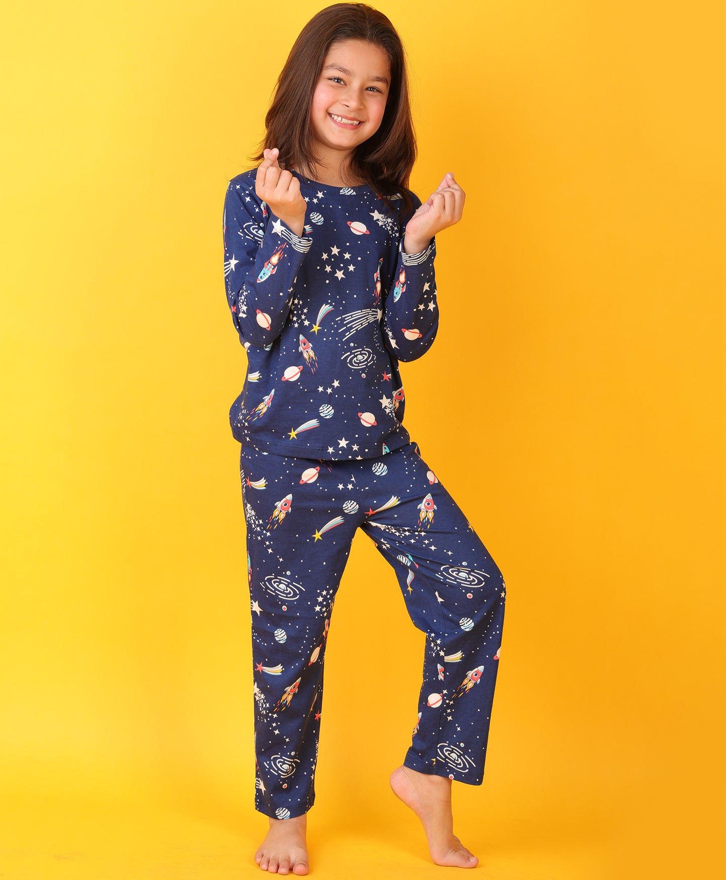 SOLAR SYSTEM DREAMS GIRLS LONG SLEEVES PYJAMA SET - BLUE