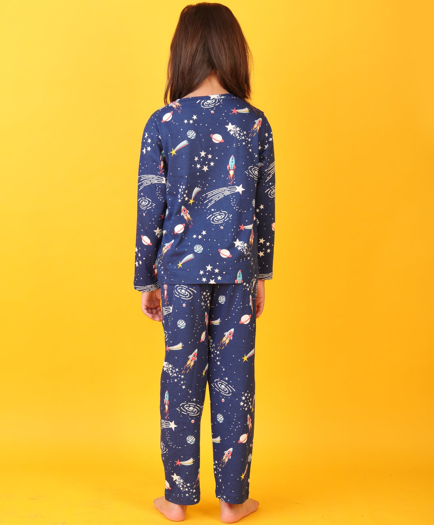 SOLAR SYSTEM DREAMS GIRLS LONG SLEEVES PYJAMA SET - BLUE