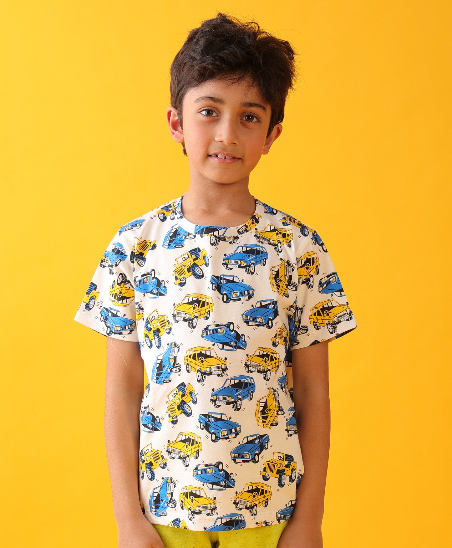 CARS PRINT SUMMER SHORT SLEEVES BOYS T-SHIRT - WHITE