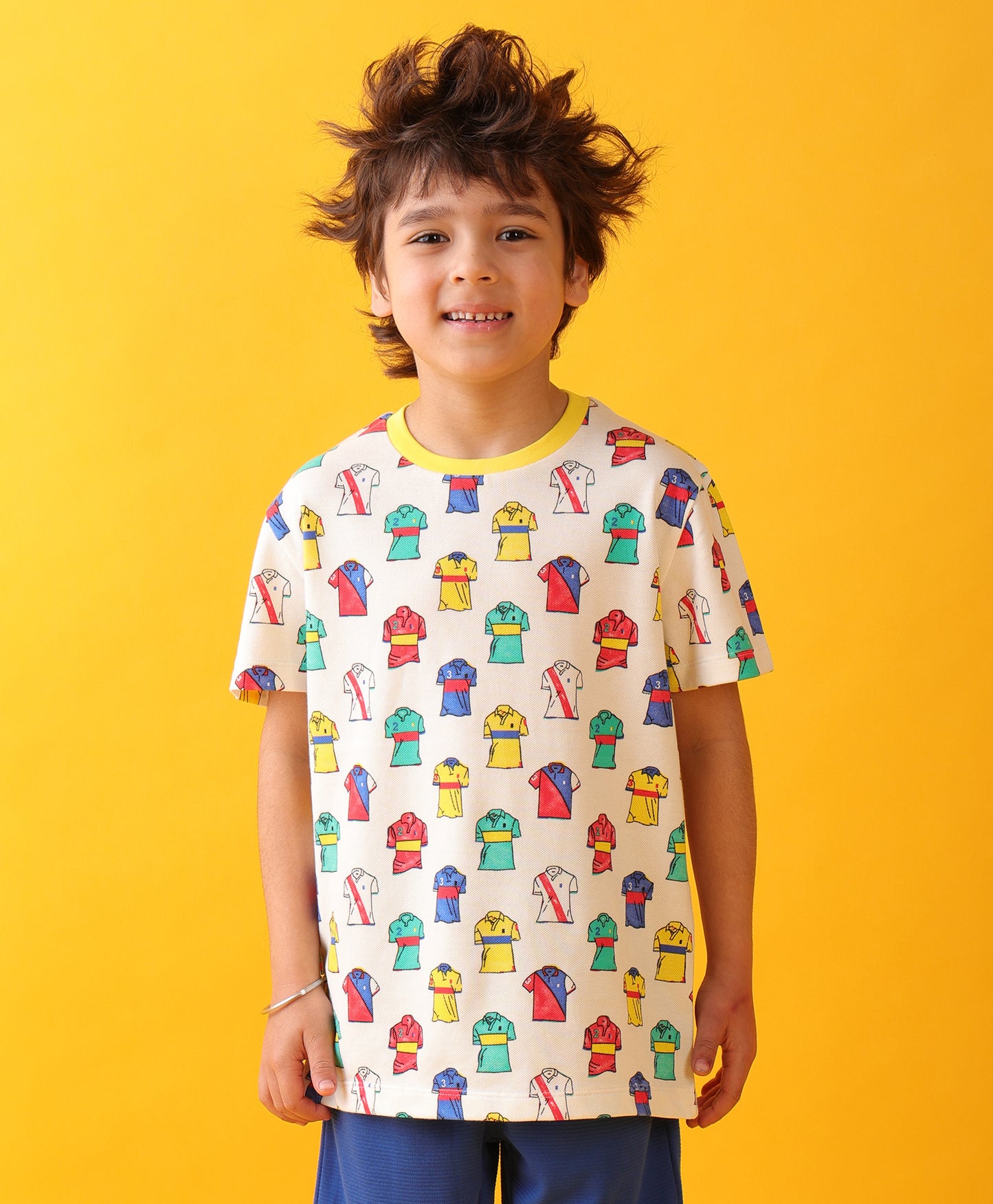 SUMMER POLO PRINT SHORT SLEEVES BOYS T-SHIRT - OFF WHITE