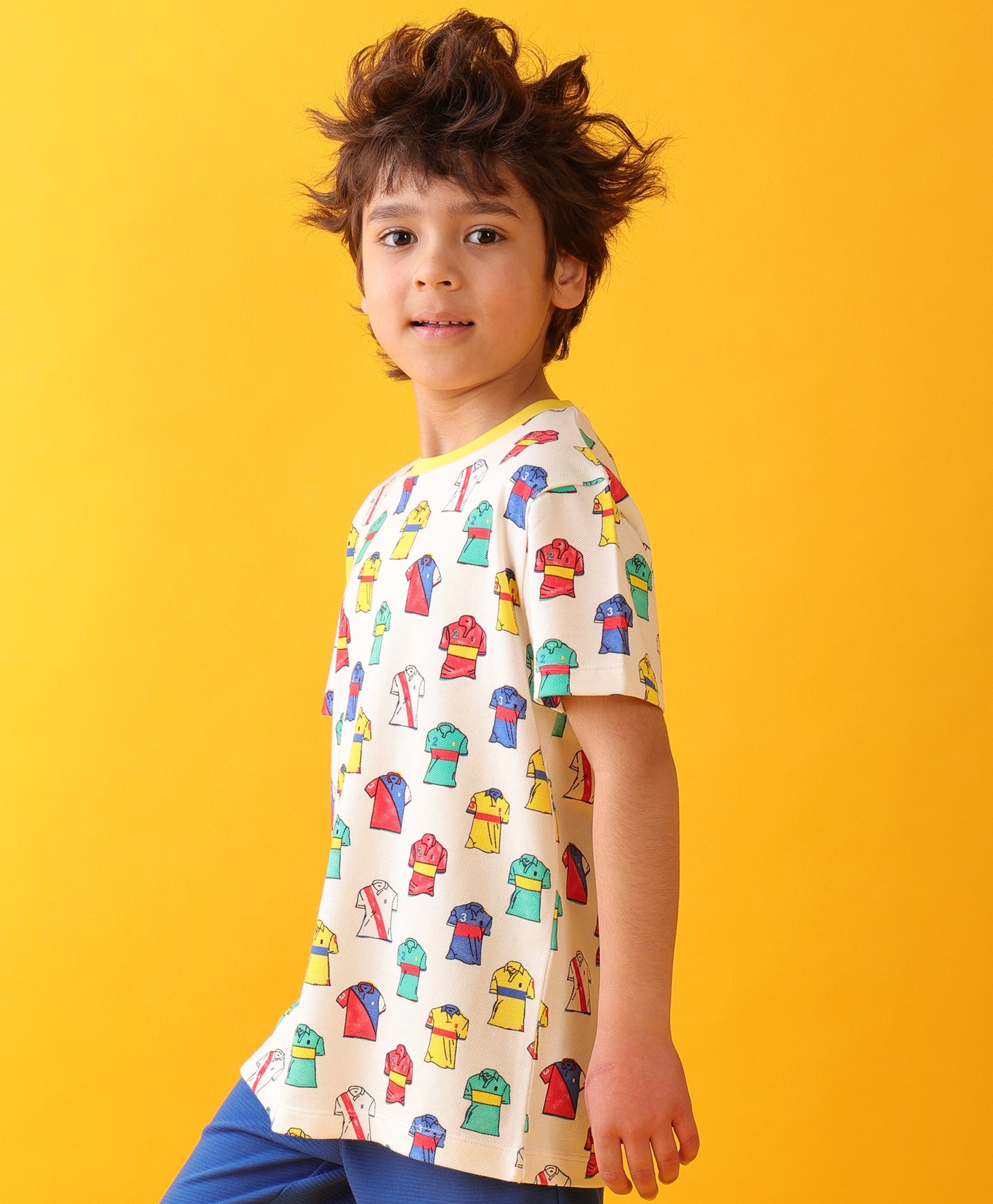 SUMMER POLO PRINT SHORT SLEEVES BOYS T-SHIRT - OFF WHITE