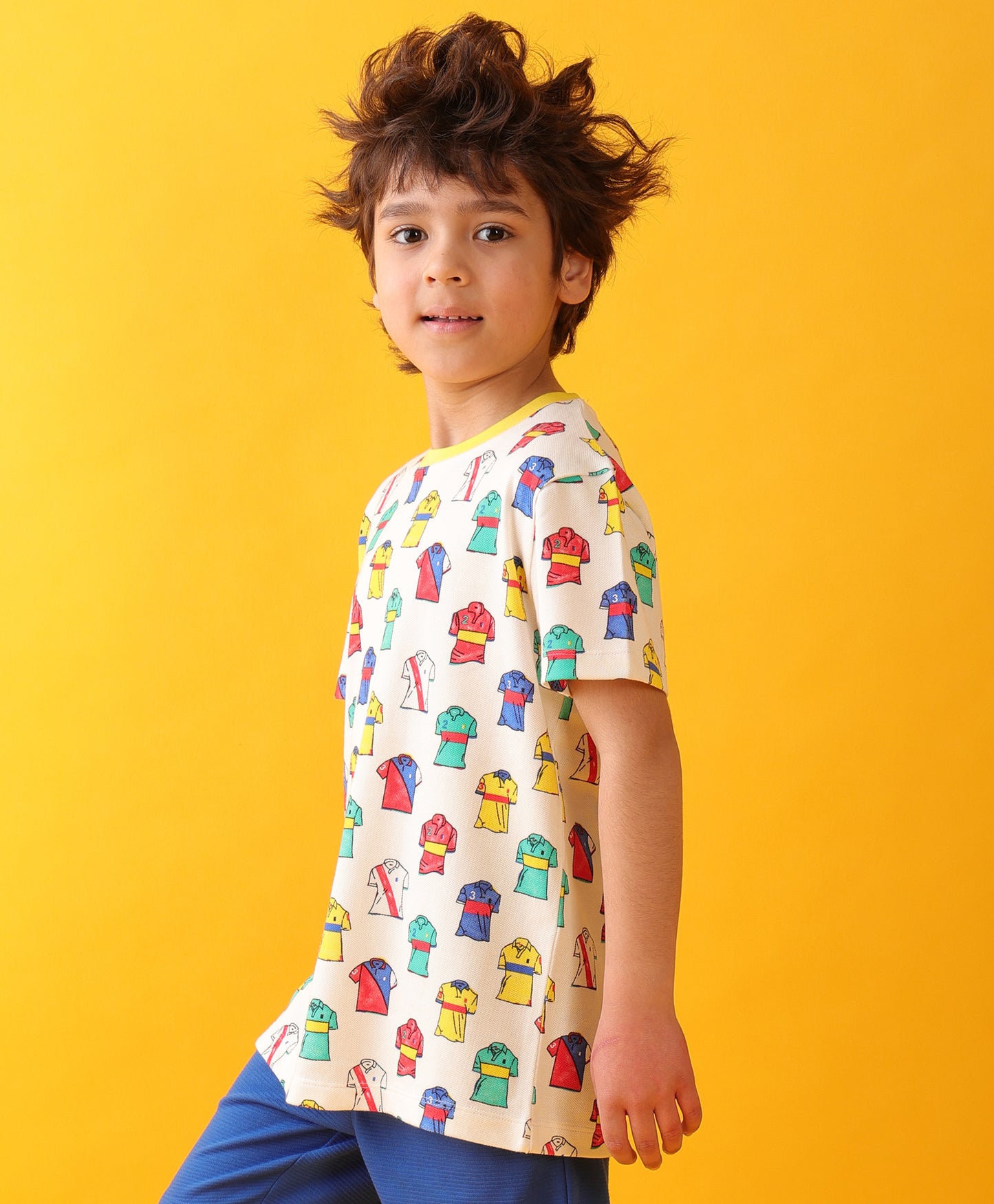 SUMMER POLO PRINT SHORT SLEEVES BOYS T-SHIRT - OFF WHITE