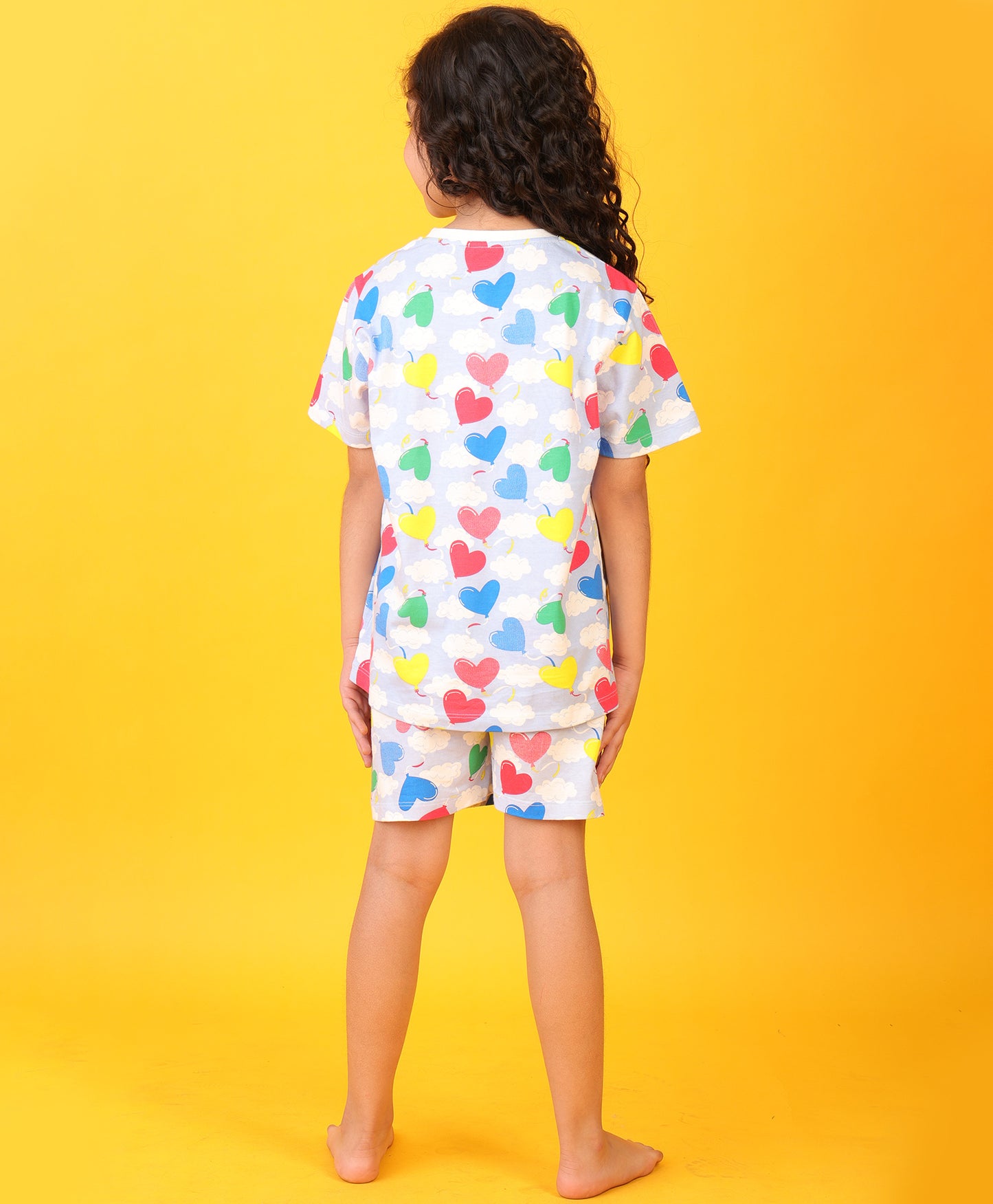 BALLOON HEART SKY SLEEPWEAR SHORTS SET - SKY