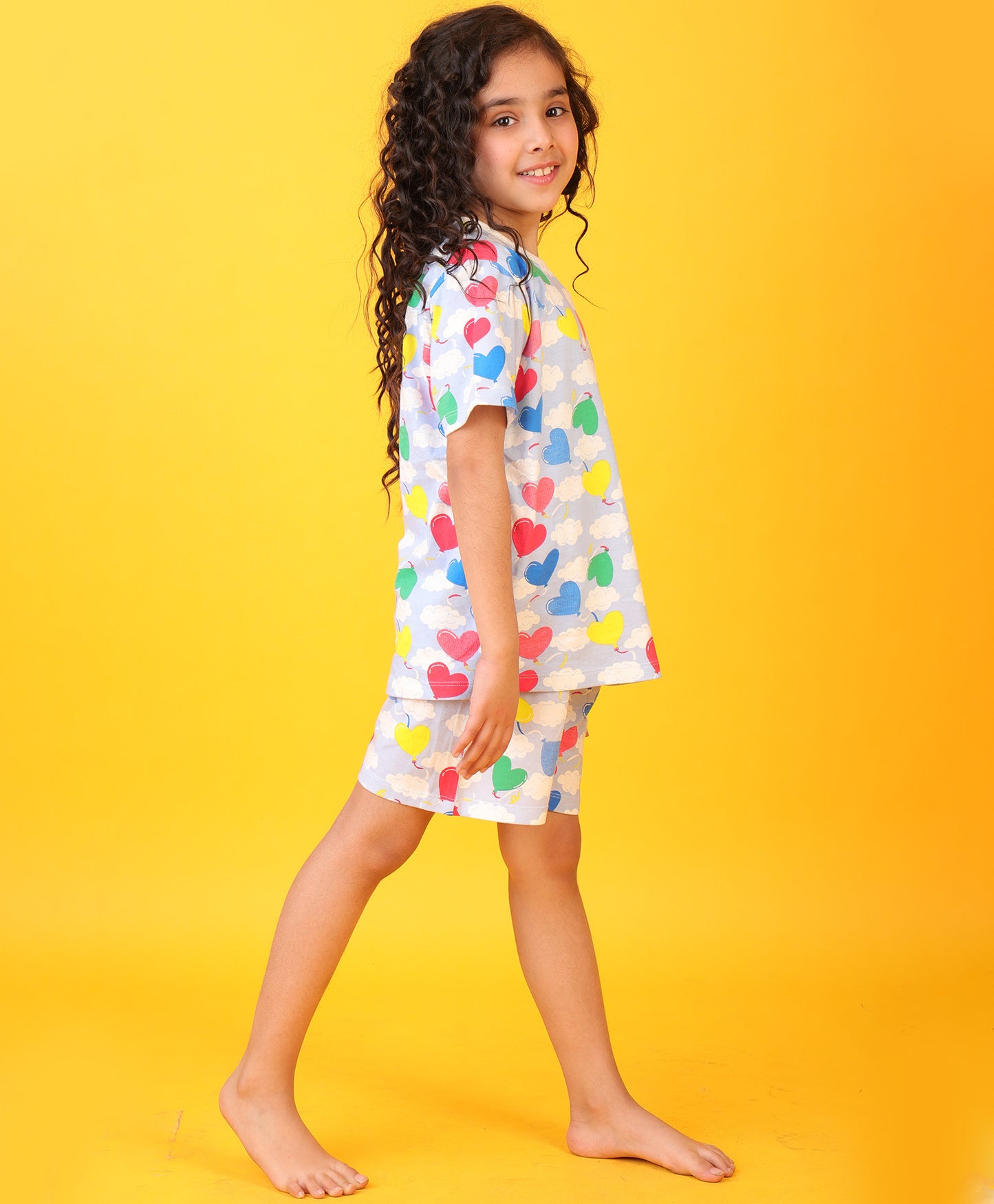 BALLOON HEART SKY SLEEPWEAR SHORTS SET - SKY