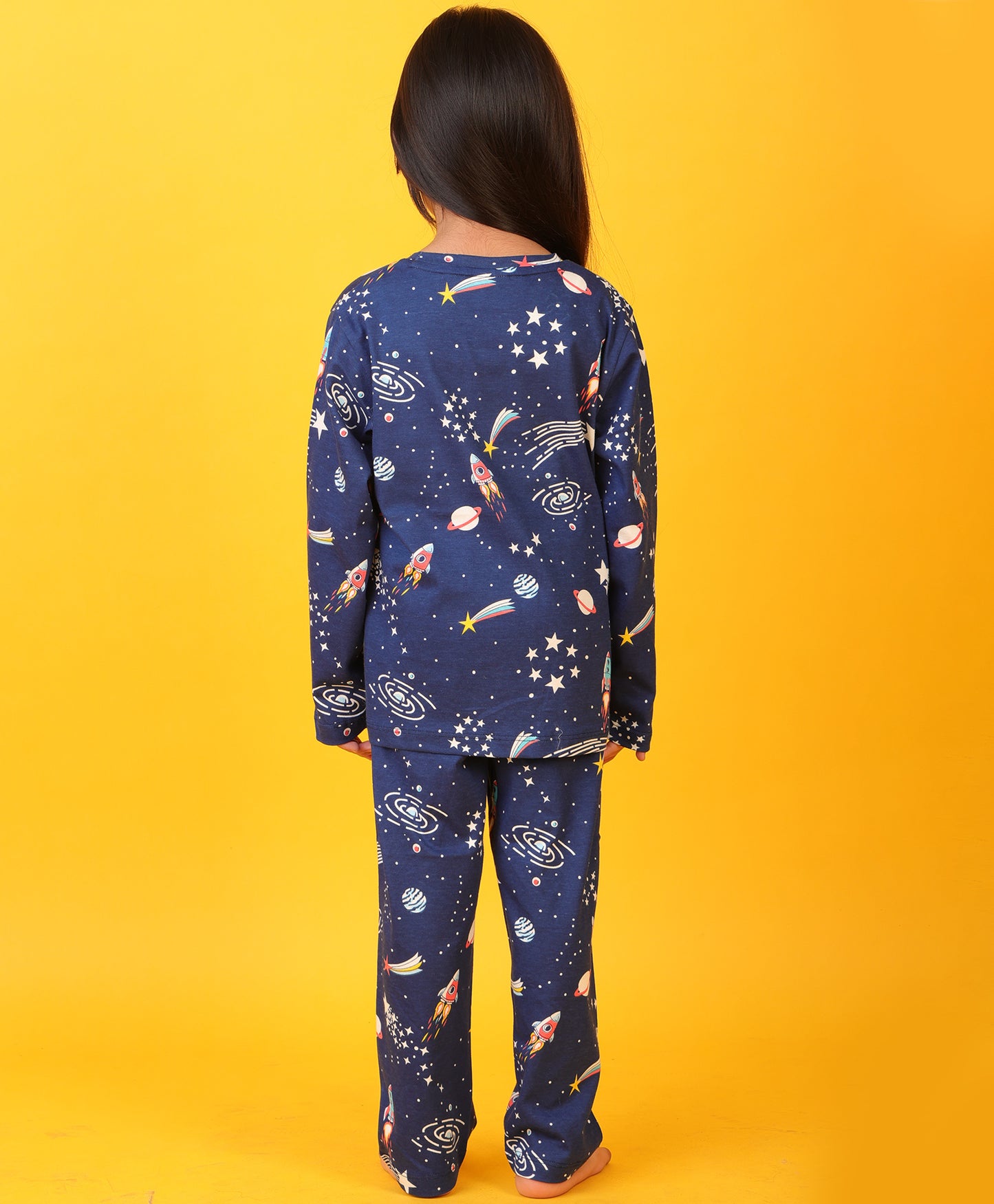 SOLAR SYSTEM FUN DREAMS GIRLS LONG SLEEVES PYJAMA SET - BLUE