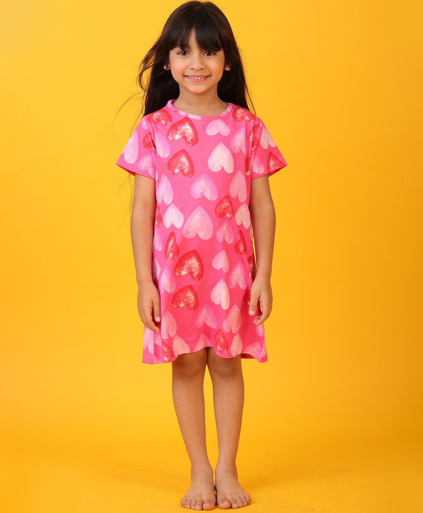 PRETTY PINK HEART NIGHT DRESS - PINK