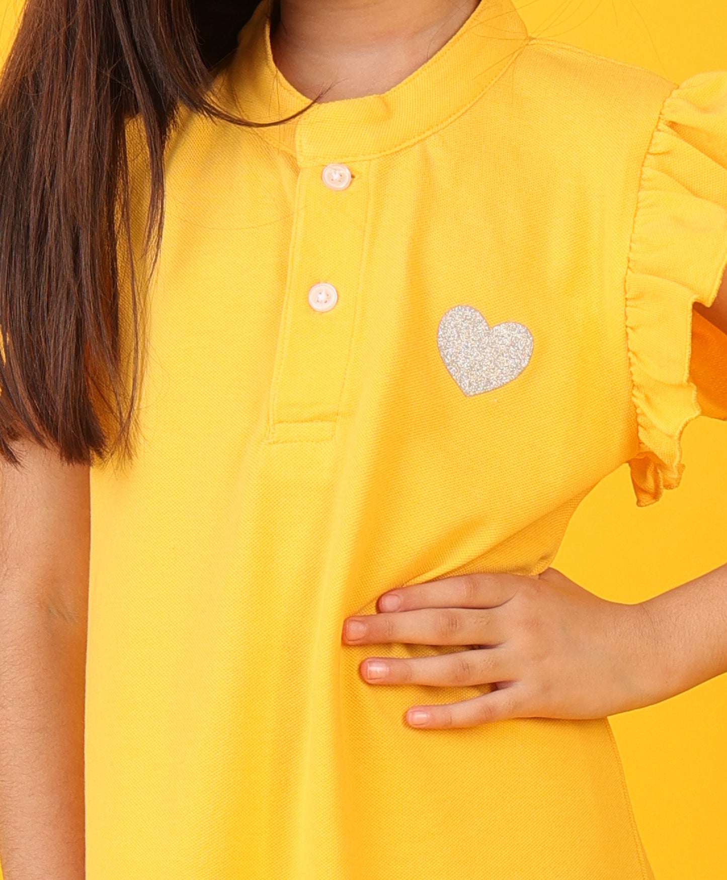 YELLOW SILVER HEART FUN SUMMER DRESS - YELLOW