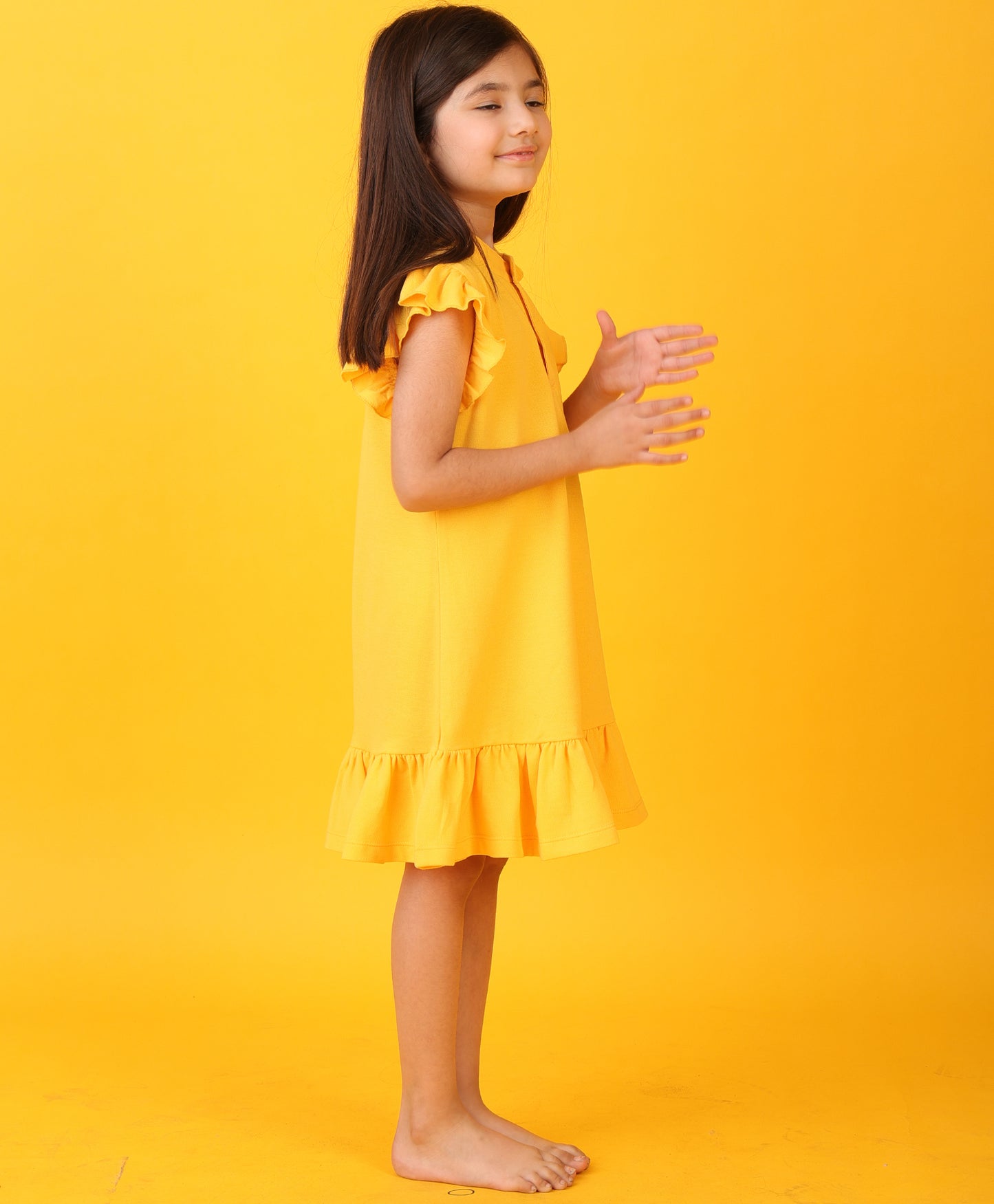 YELLOW SILVER HEART FUN SUMMER DRESS - YELLOW