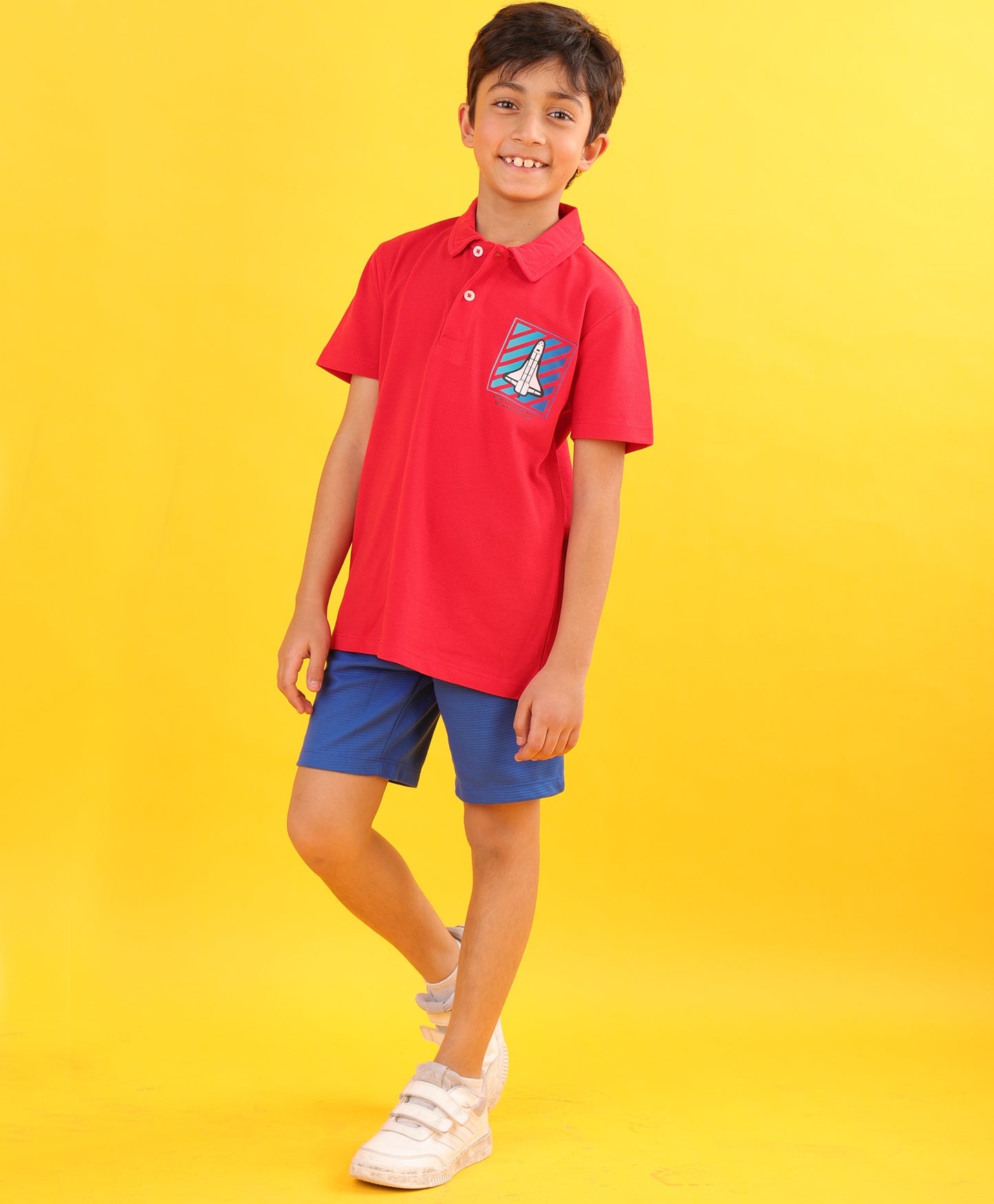 AERO RED POLO ROYAL FUN SUMMER SHORTS SET - RED/ROYAL