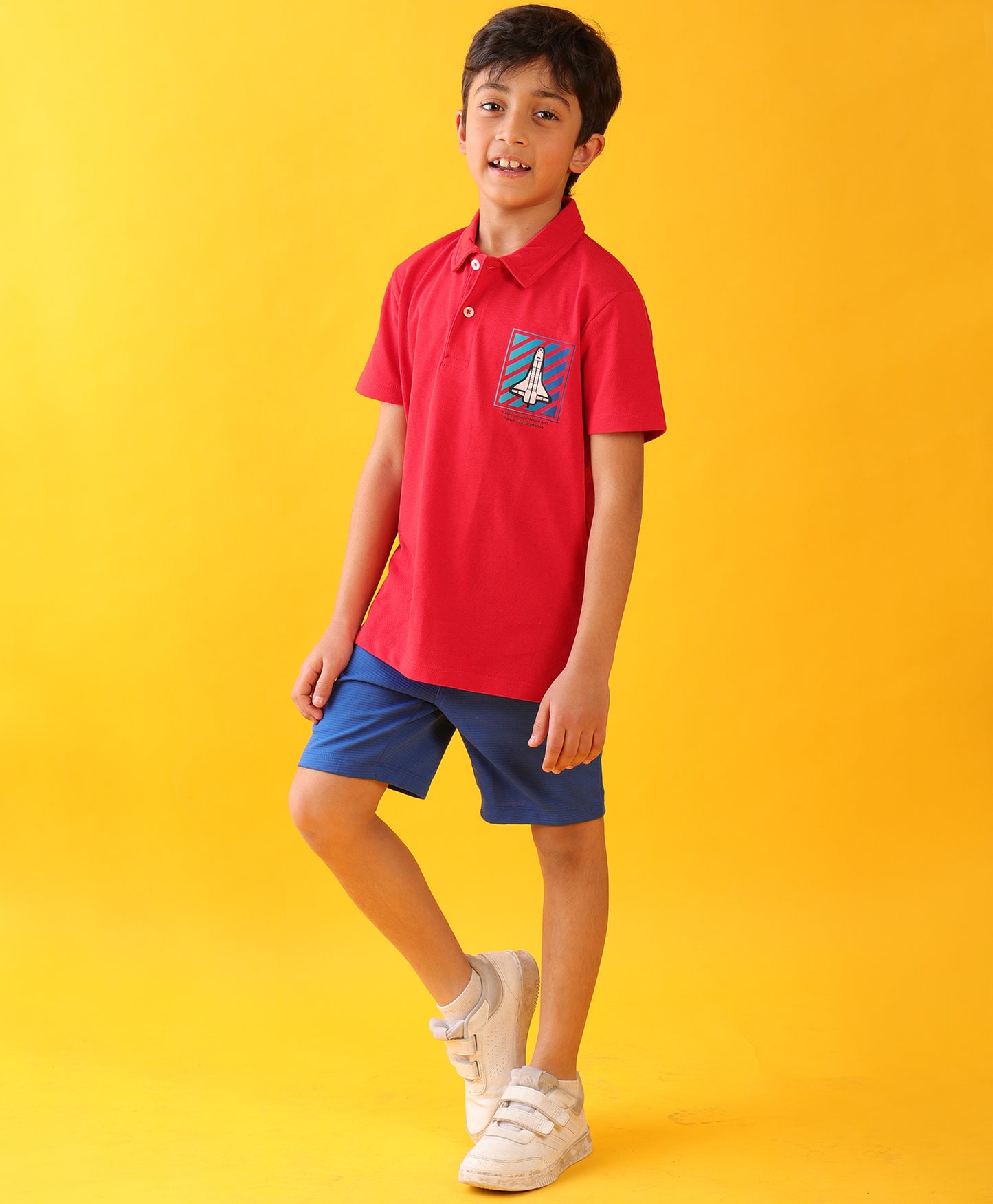 AERO RED POLO ROYAL FUN SUMMER SHORTS SET - RED/ROYAL